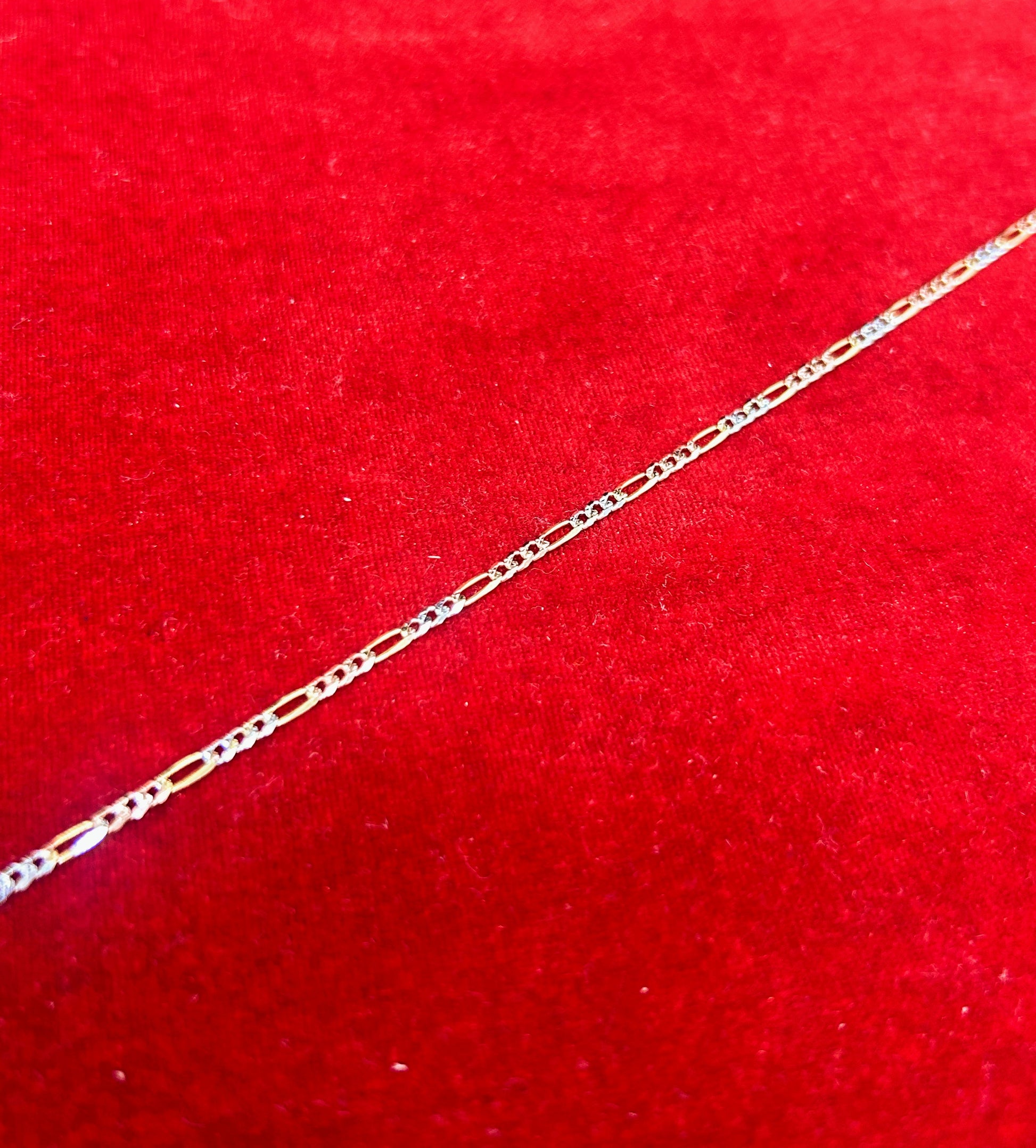 10k Gold Three tone Figaro Bracelet/Anklet