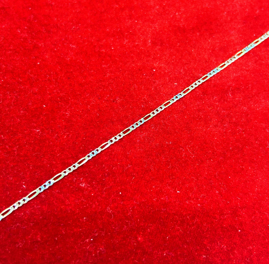 10k Gold Three tone Figaro Bracelet/Anklet