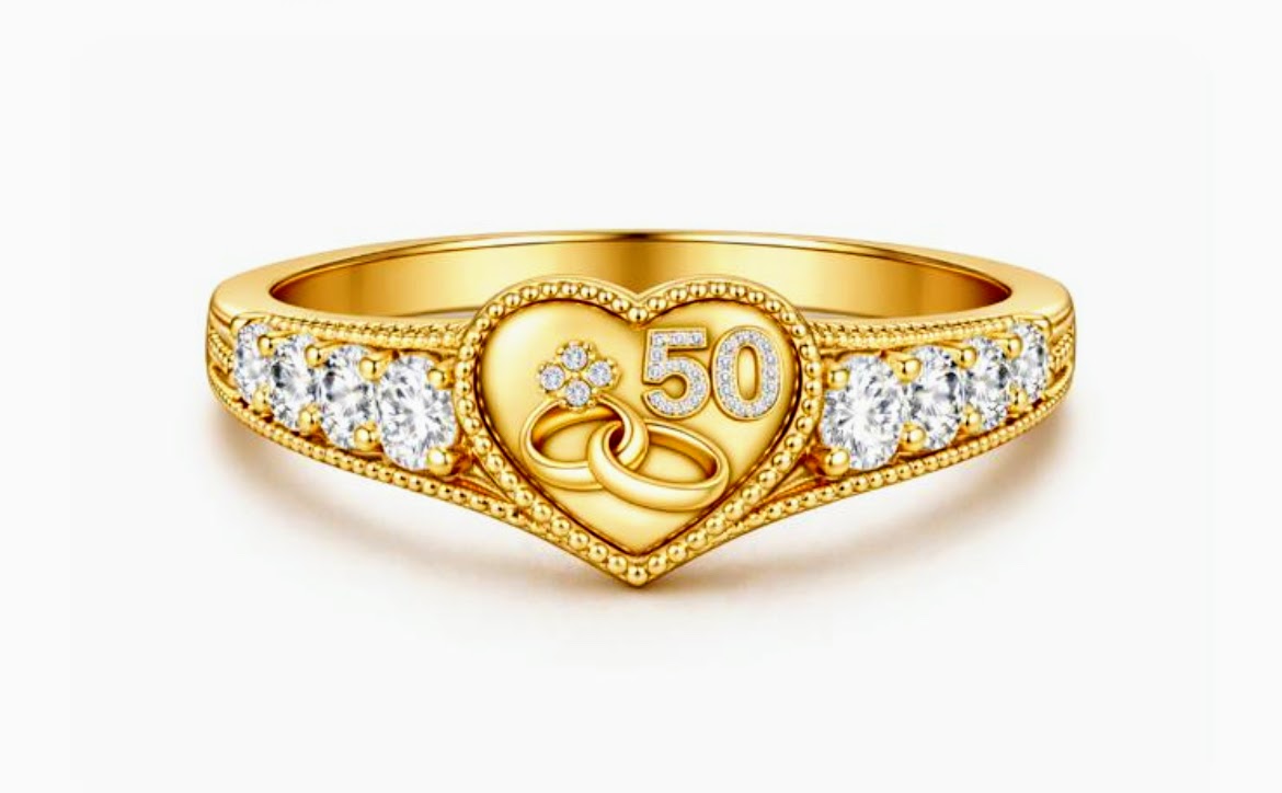 Bague en or 14 carats pour 50e anniversaire