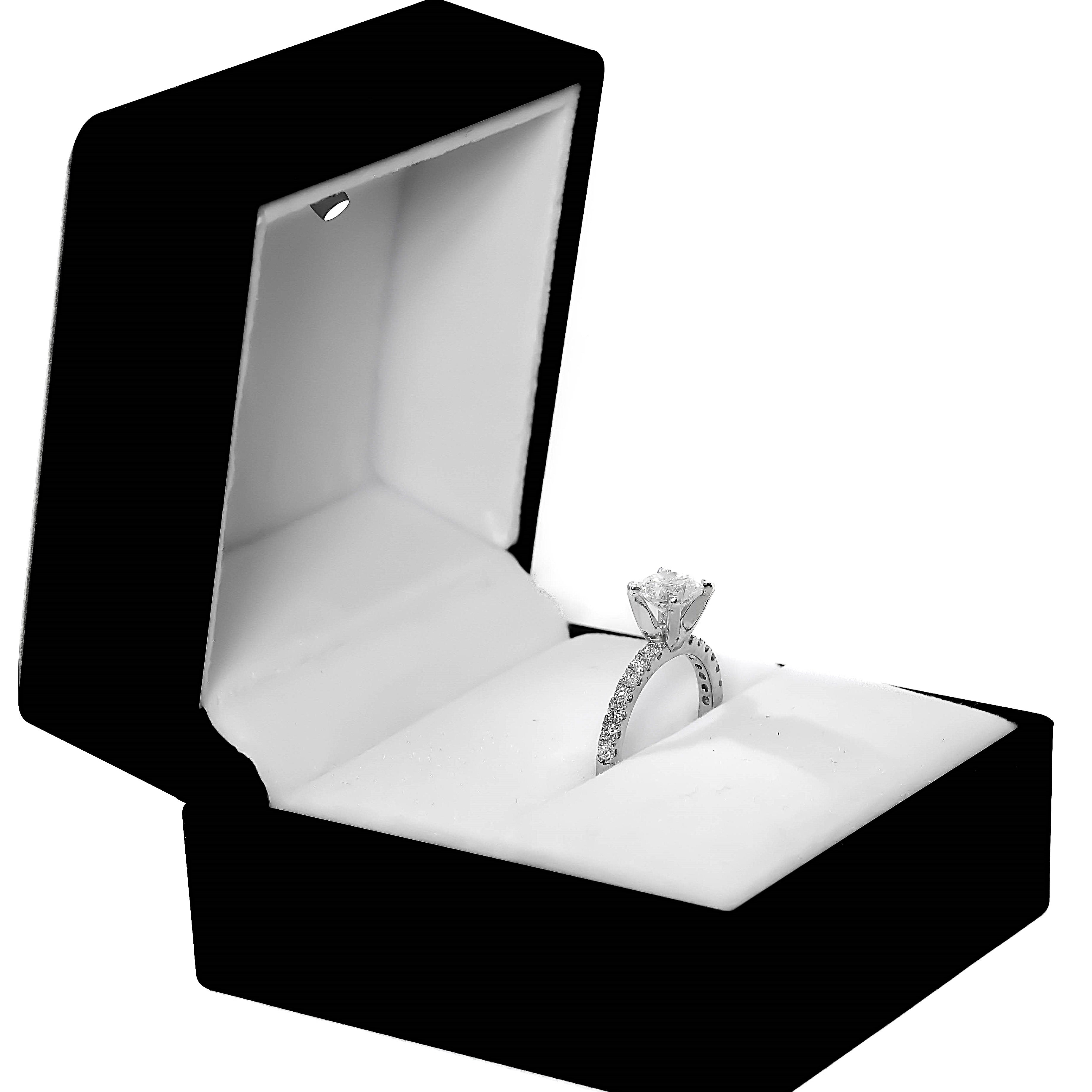 Bague de fiançailles solitaire en or blanc 18 carats, diamant de laboratoire rond taille brillant 1 carat