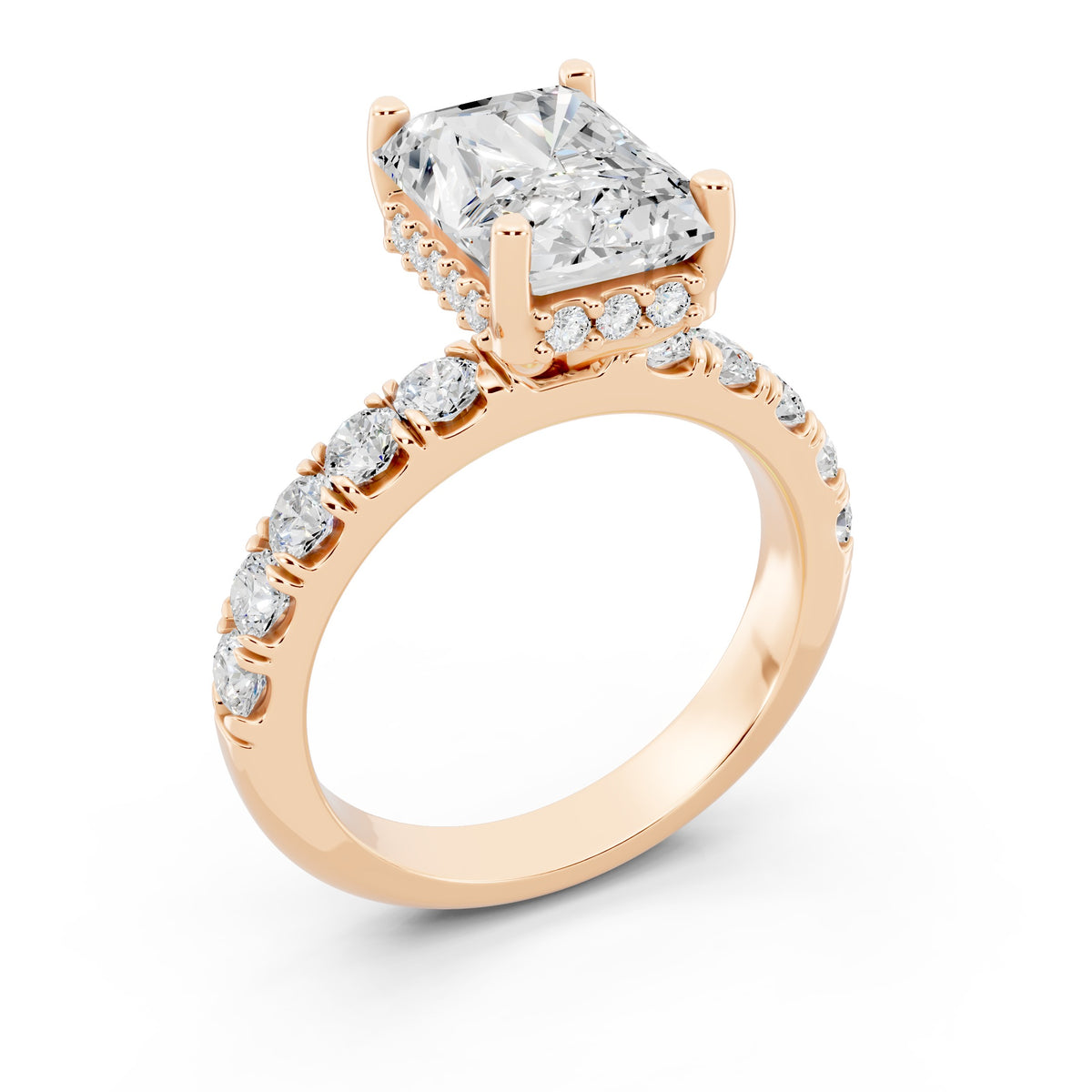 Half Eternity 2.5mm stones with pavé and hidden halo