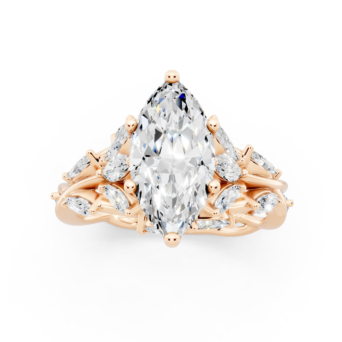 Marquise Diamond Engagement Ring Floral Setting