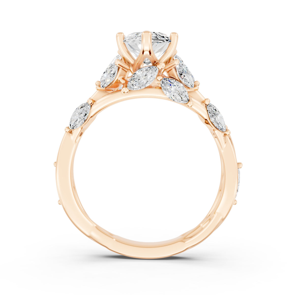 Marquise Diamond Engagement Ring Floral Setting