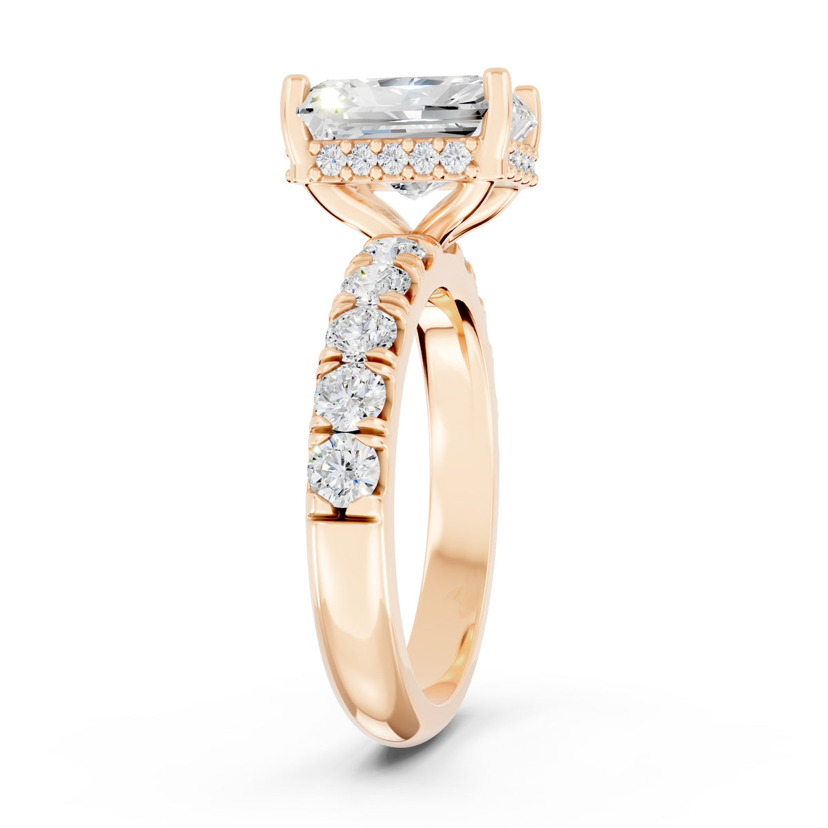 Half Eternity 2.5mm stones with pavé and hidden halo