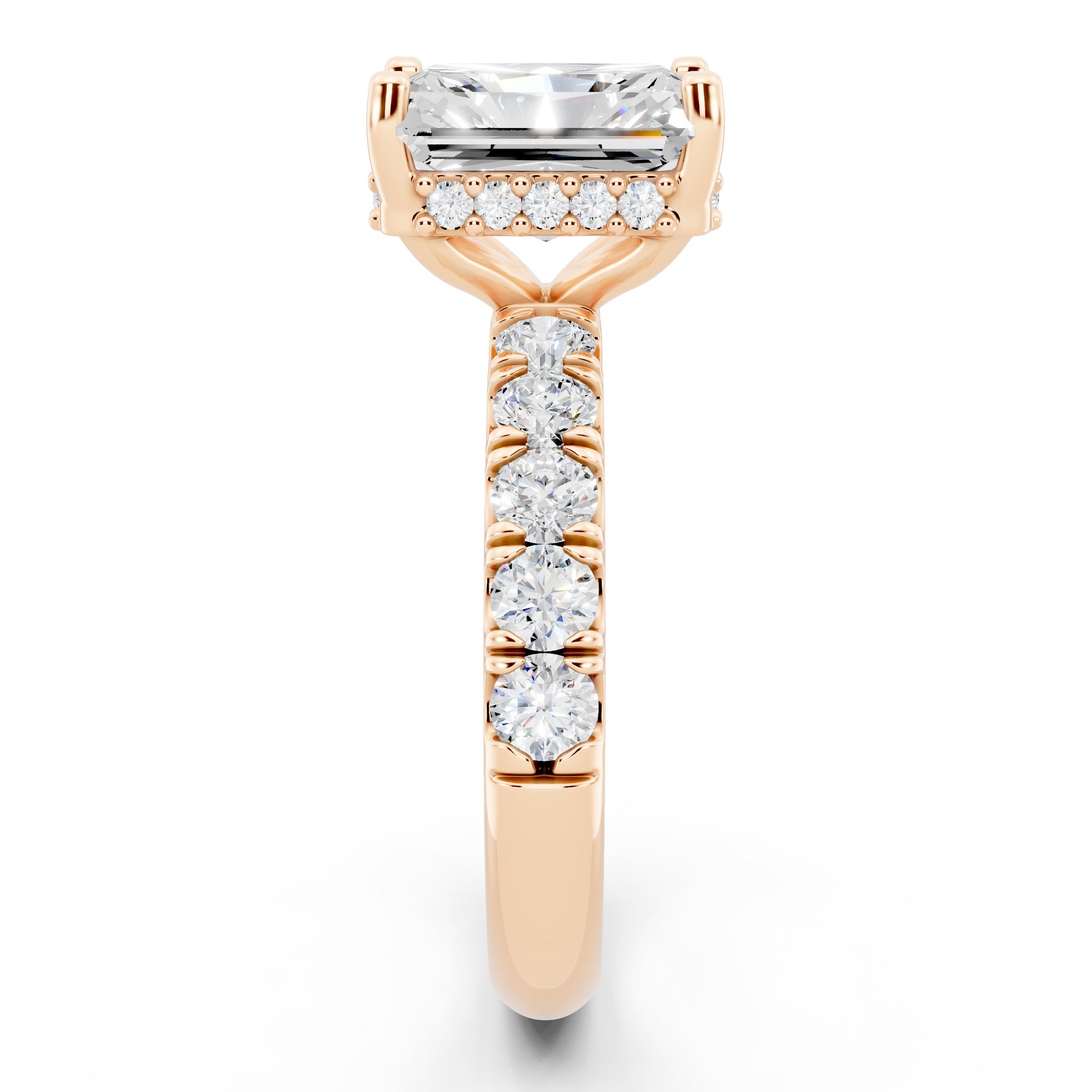 Half Eternity 2.5mm stones with pavé and hidden halo