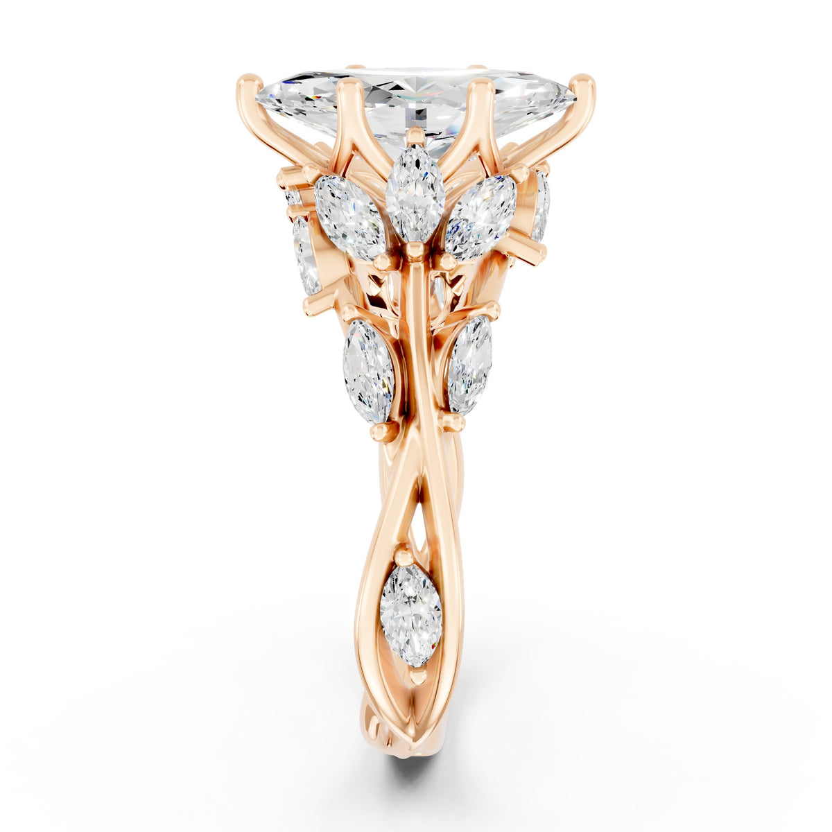 Marquise Diamond Engagement Ring Floral Setting