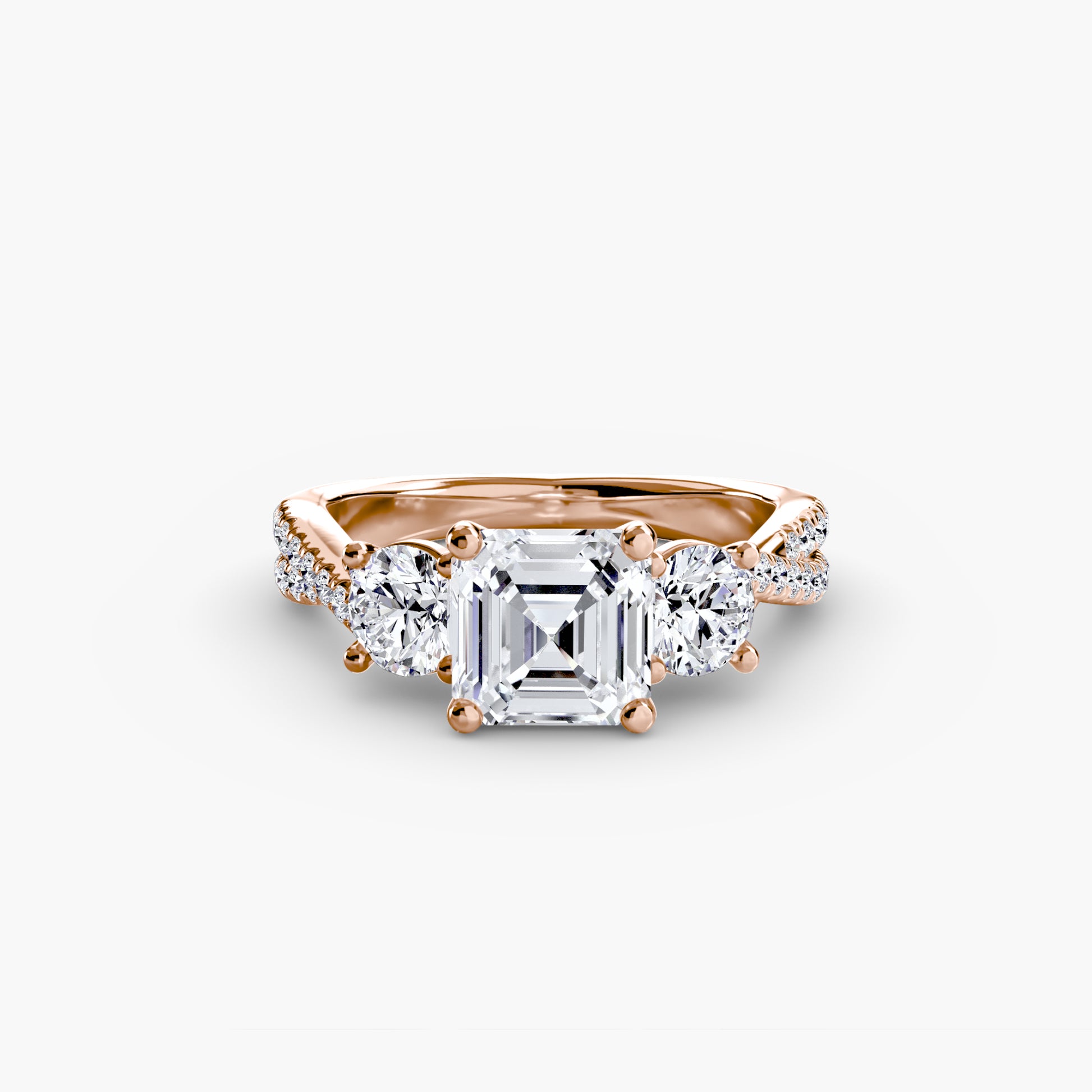 Bague à trois pierres avec pavé 2