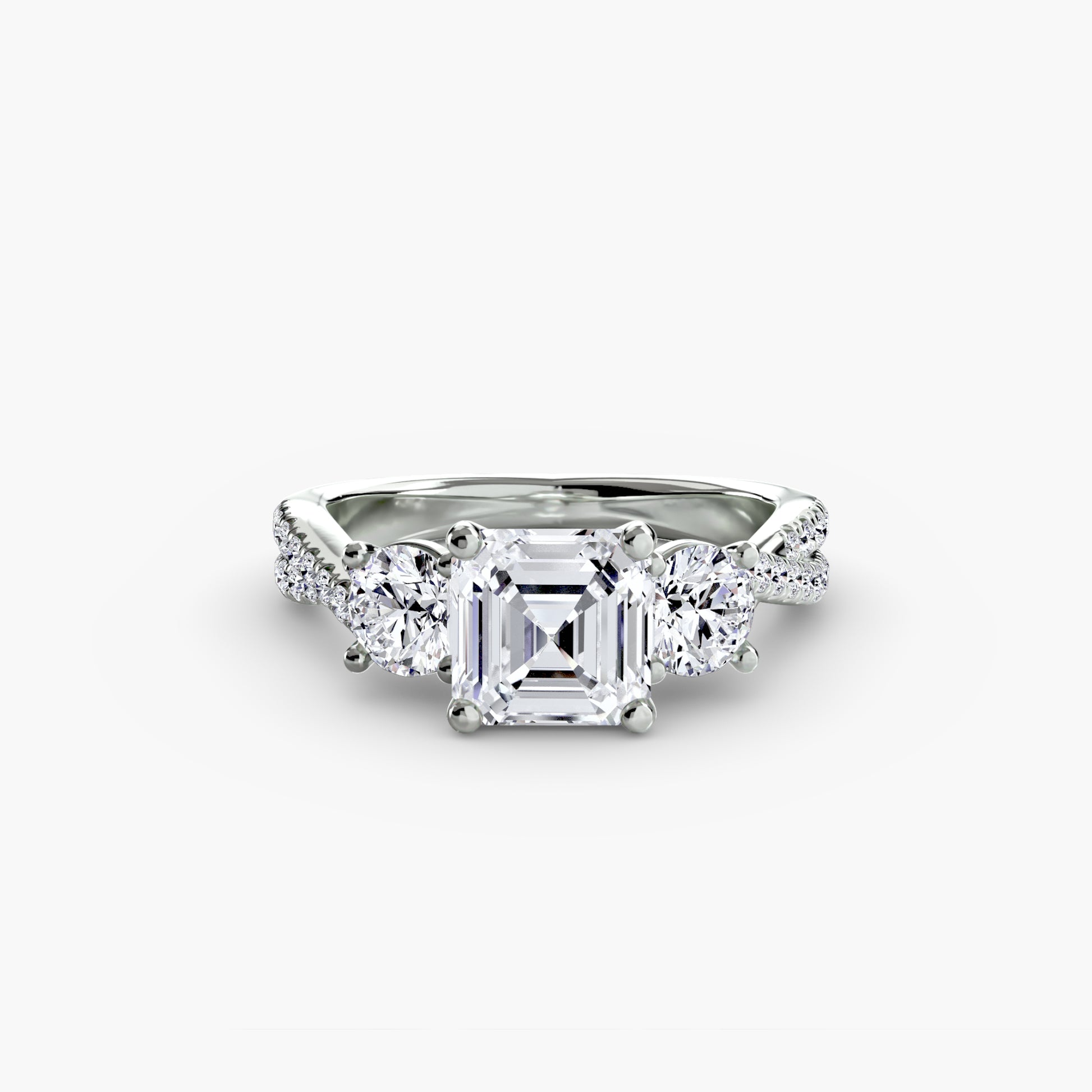 Bague à trois pierres avec pavé 2
