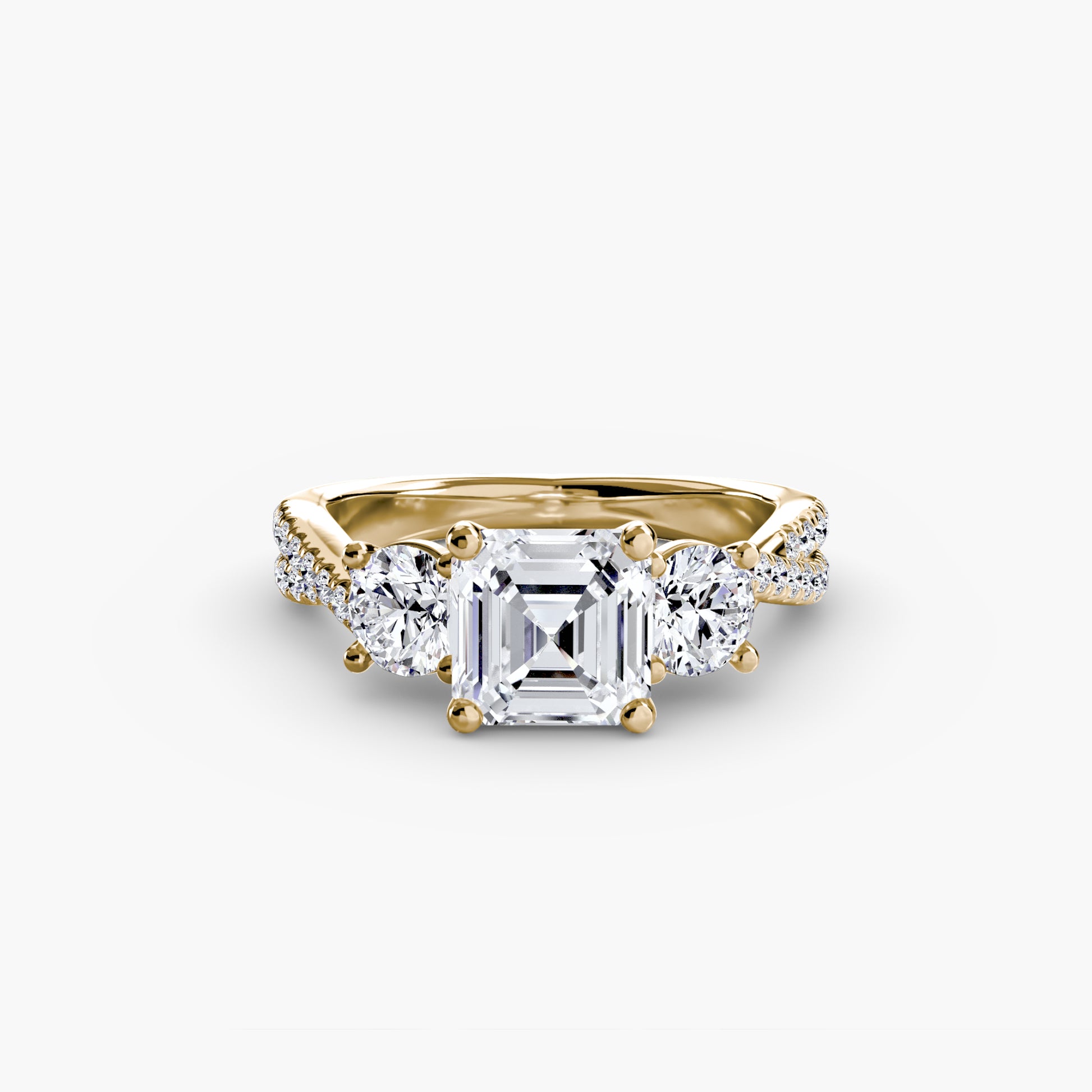 Bague à trois pierres avec pavé 2