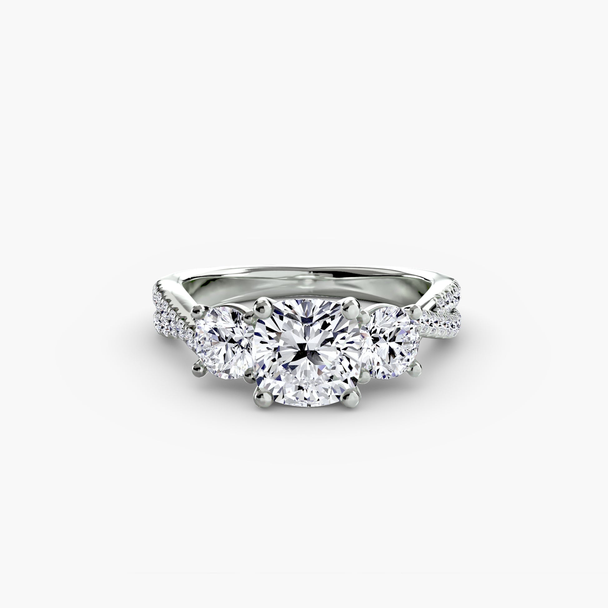 Bague à trois pierres avec pavé 2