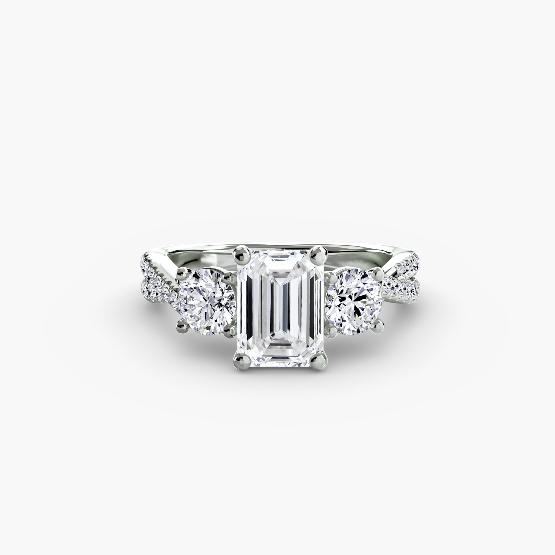 Bague à trois pierres avec pavé 2