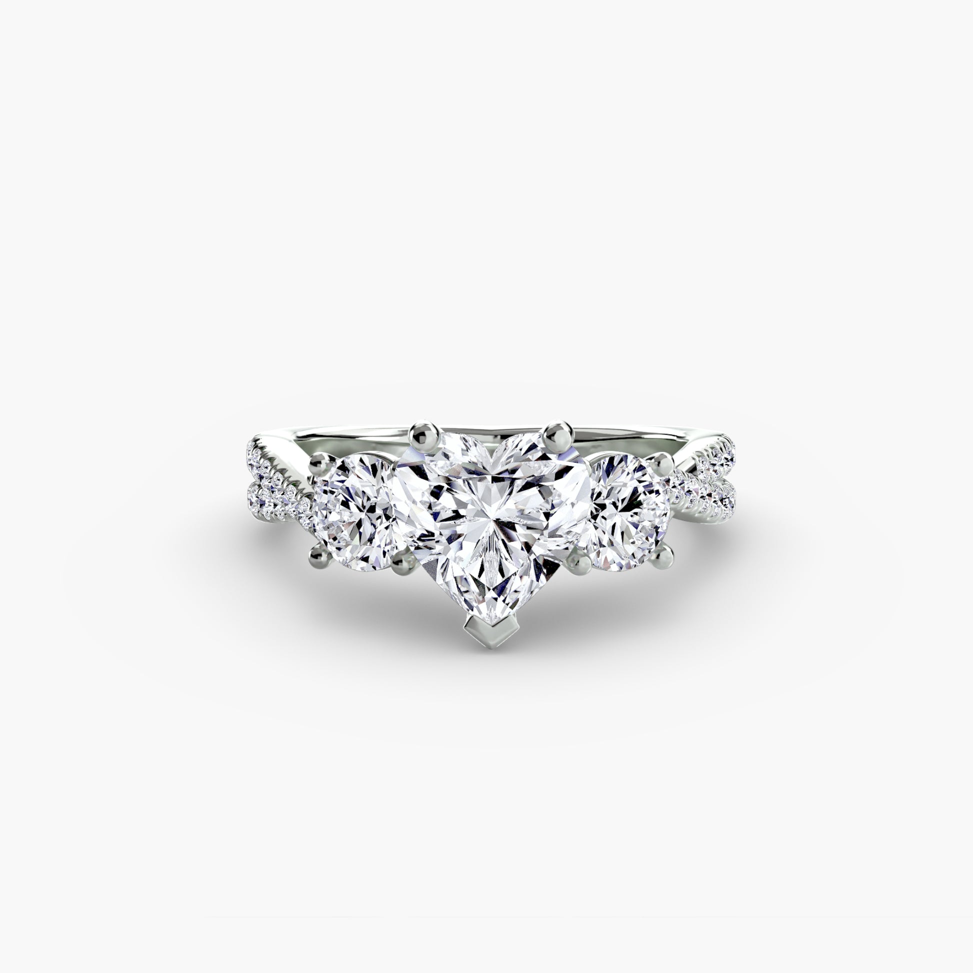Bague à trois pierres avec pavé 2
