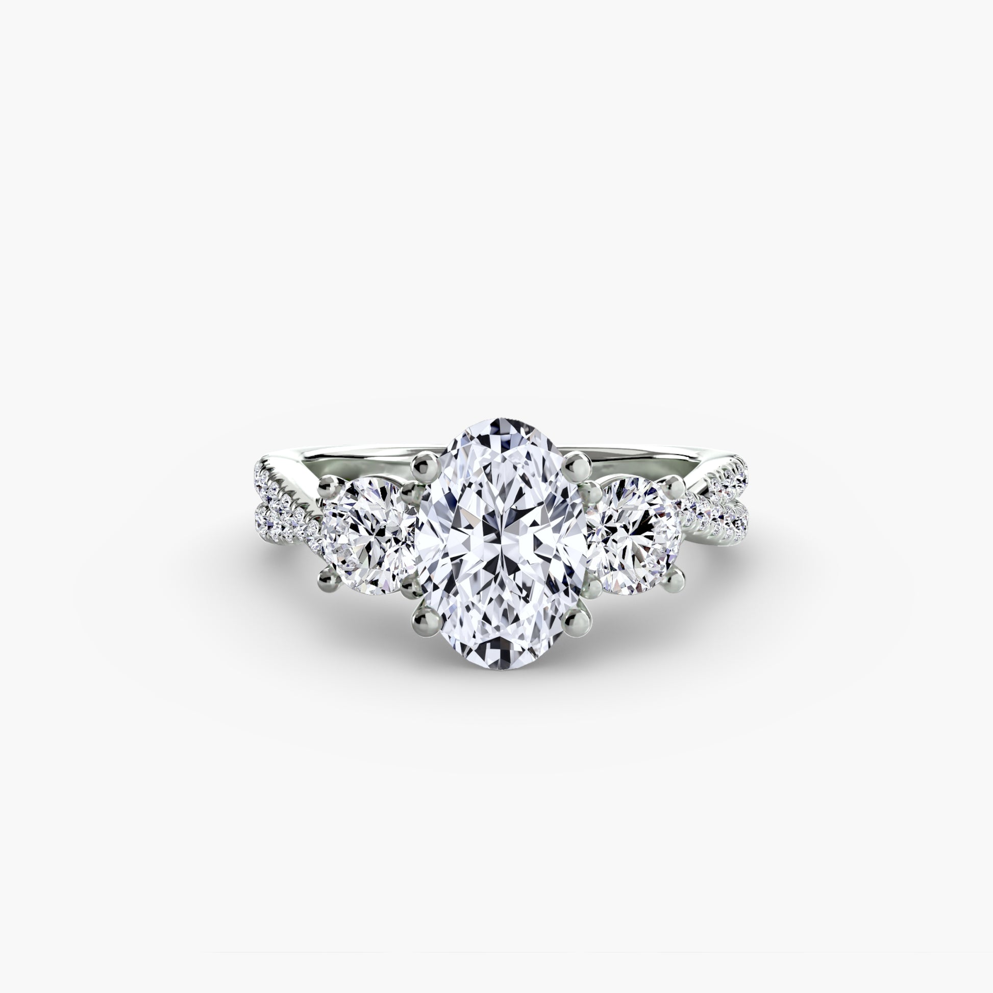 Bague à trois pierres avec pavé 2