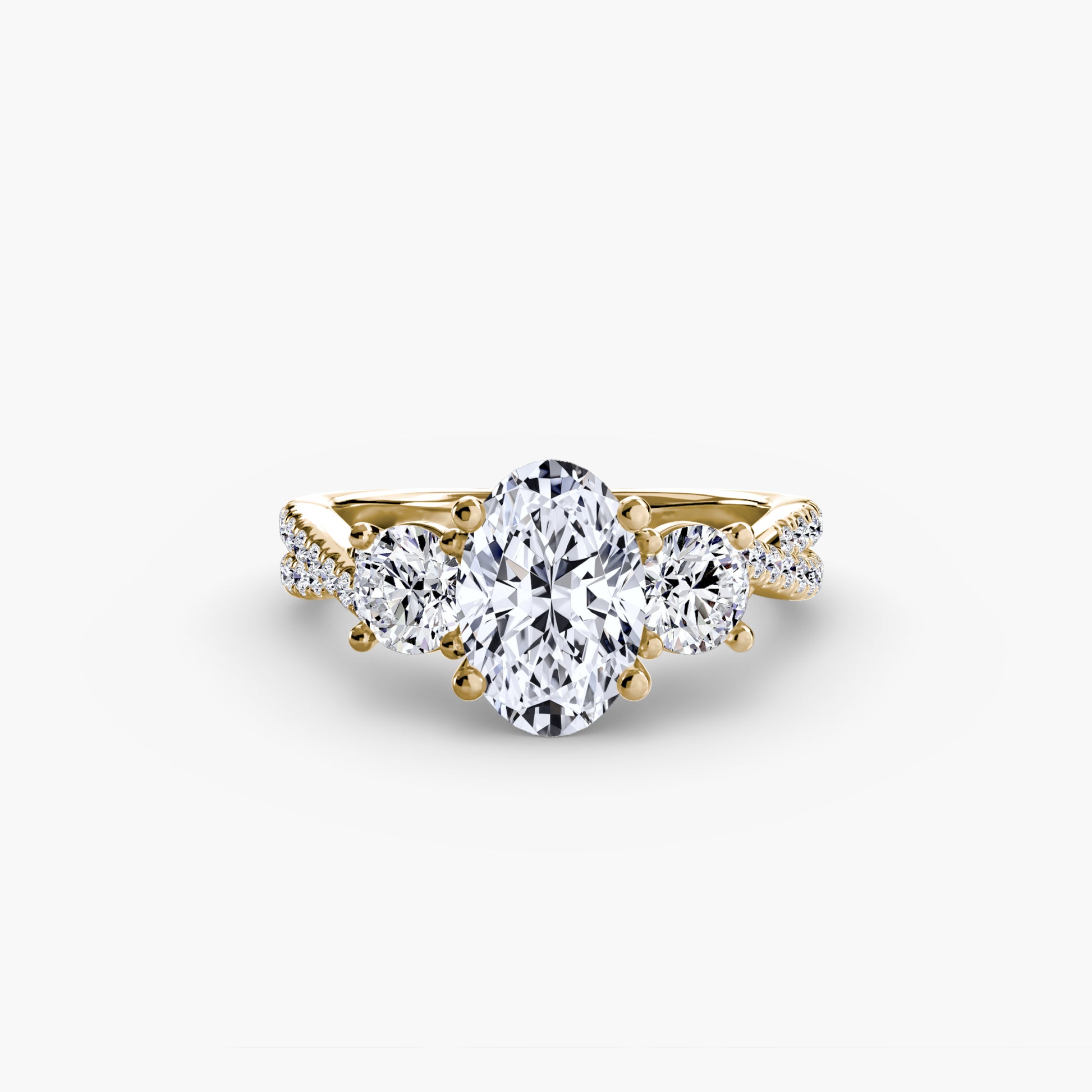 Bague à trois pierres avec pavé 2