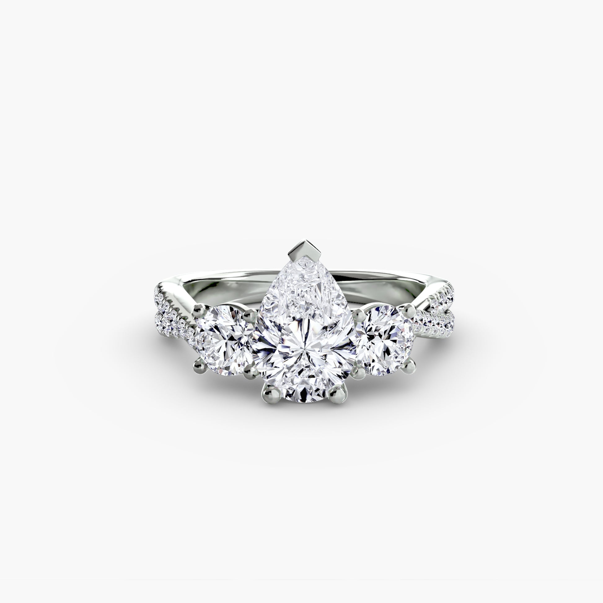 Bague à trois pierres avec pavé 2