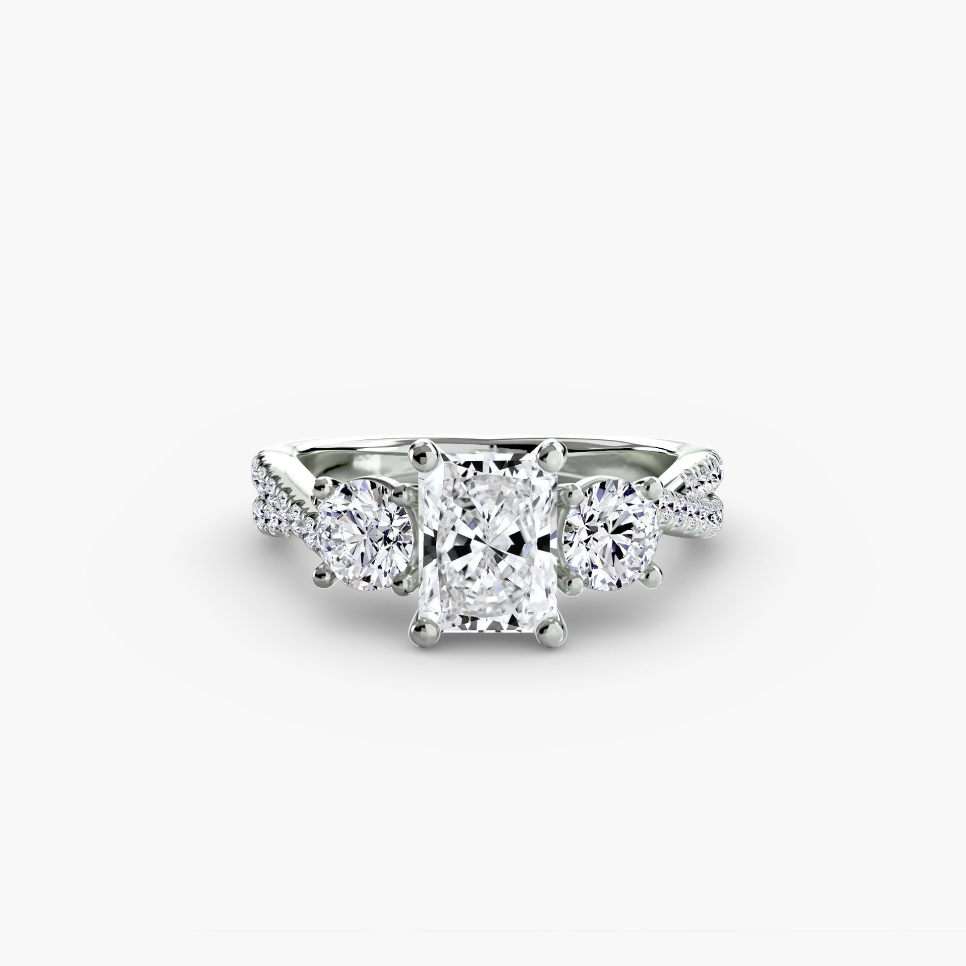 Bague à trois pierres avec pavé 2