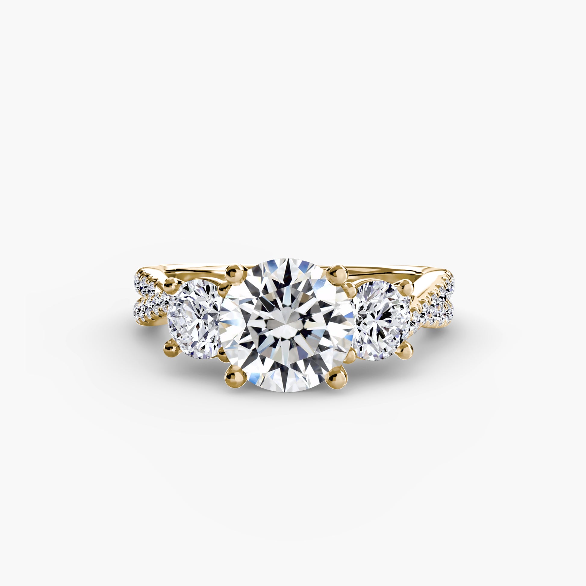 Bague à trois pierres avec pavé 2