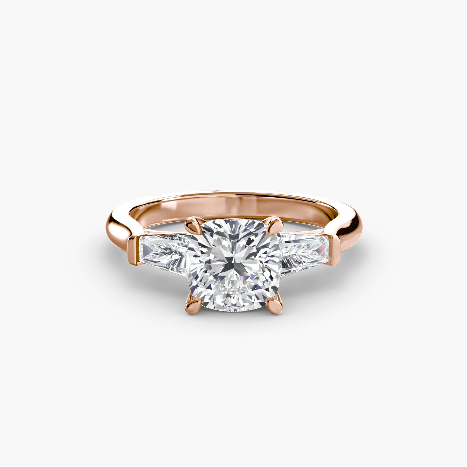 Bague trilogie (pierres latérales baguette)