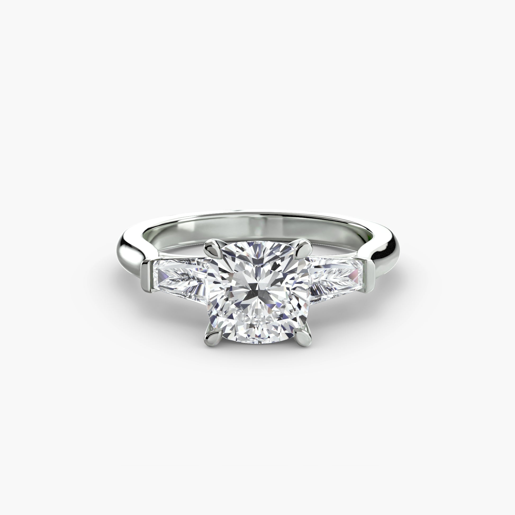 Bague trilogie (pierres latérales baguette)