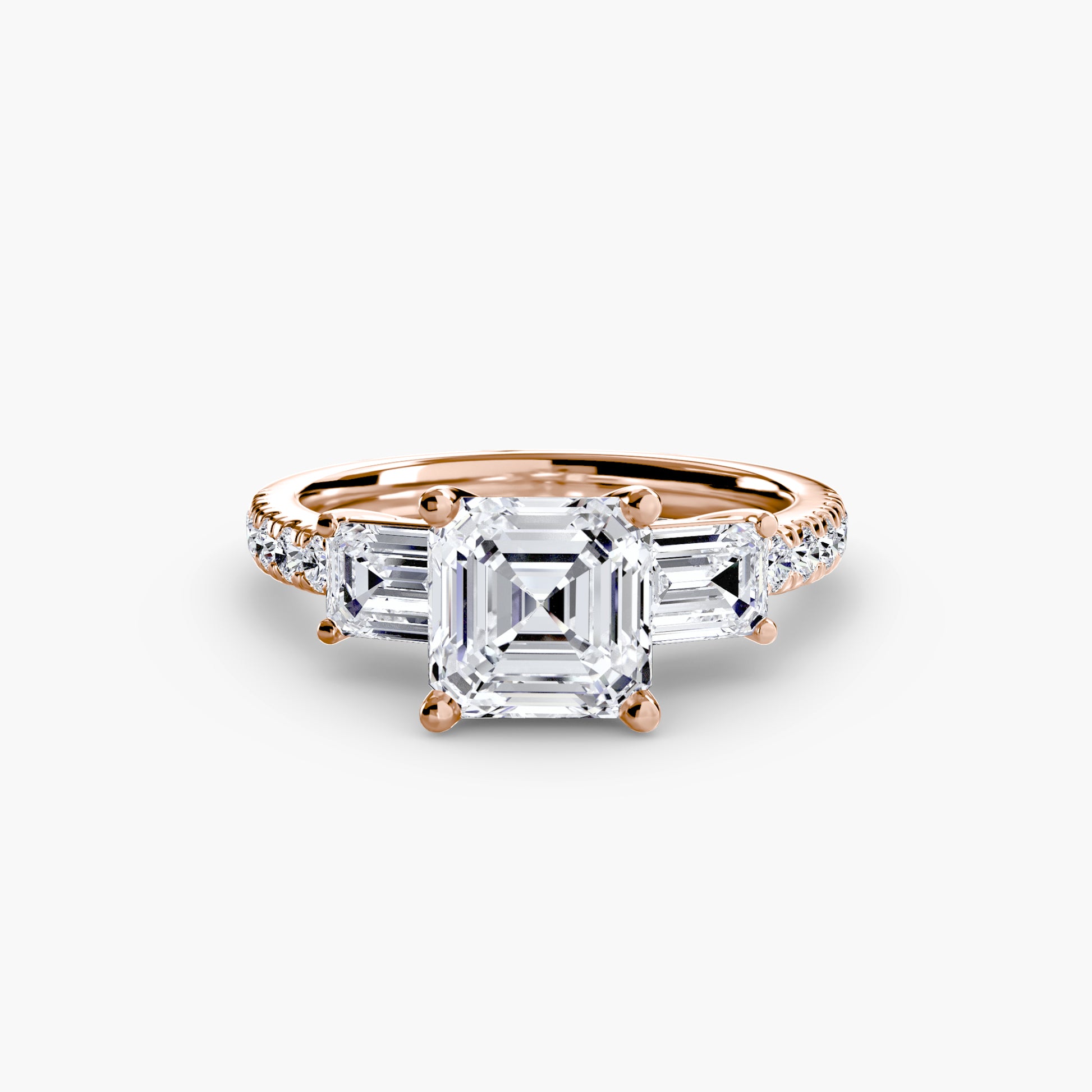 Bague trilogie avec bande pavée 4