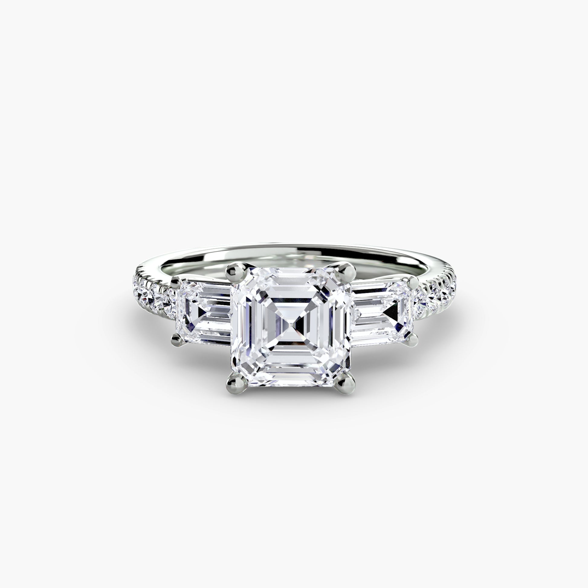 Bague trilogie avec bande pavée 4