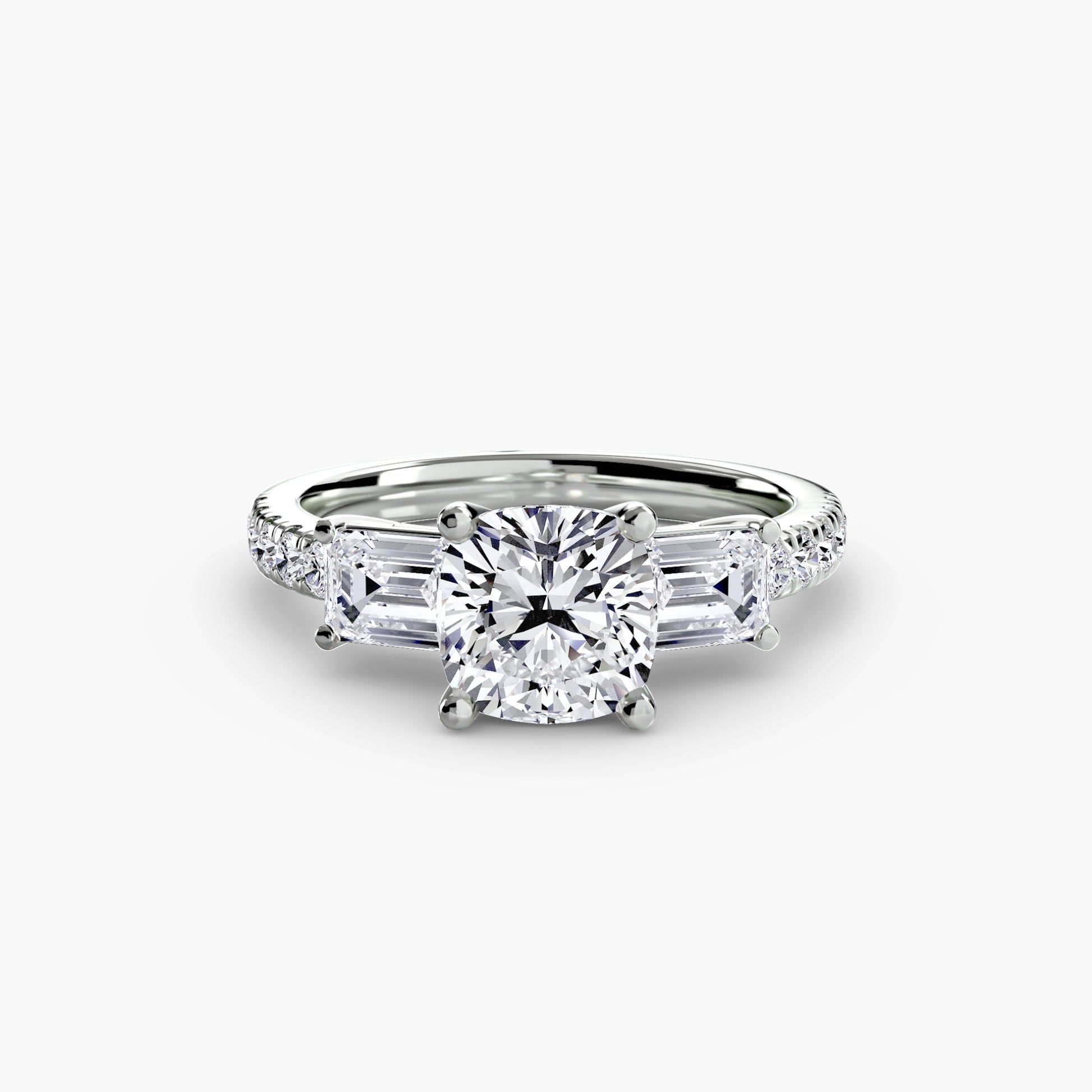 Bague trilogie avec bande pavée 4