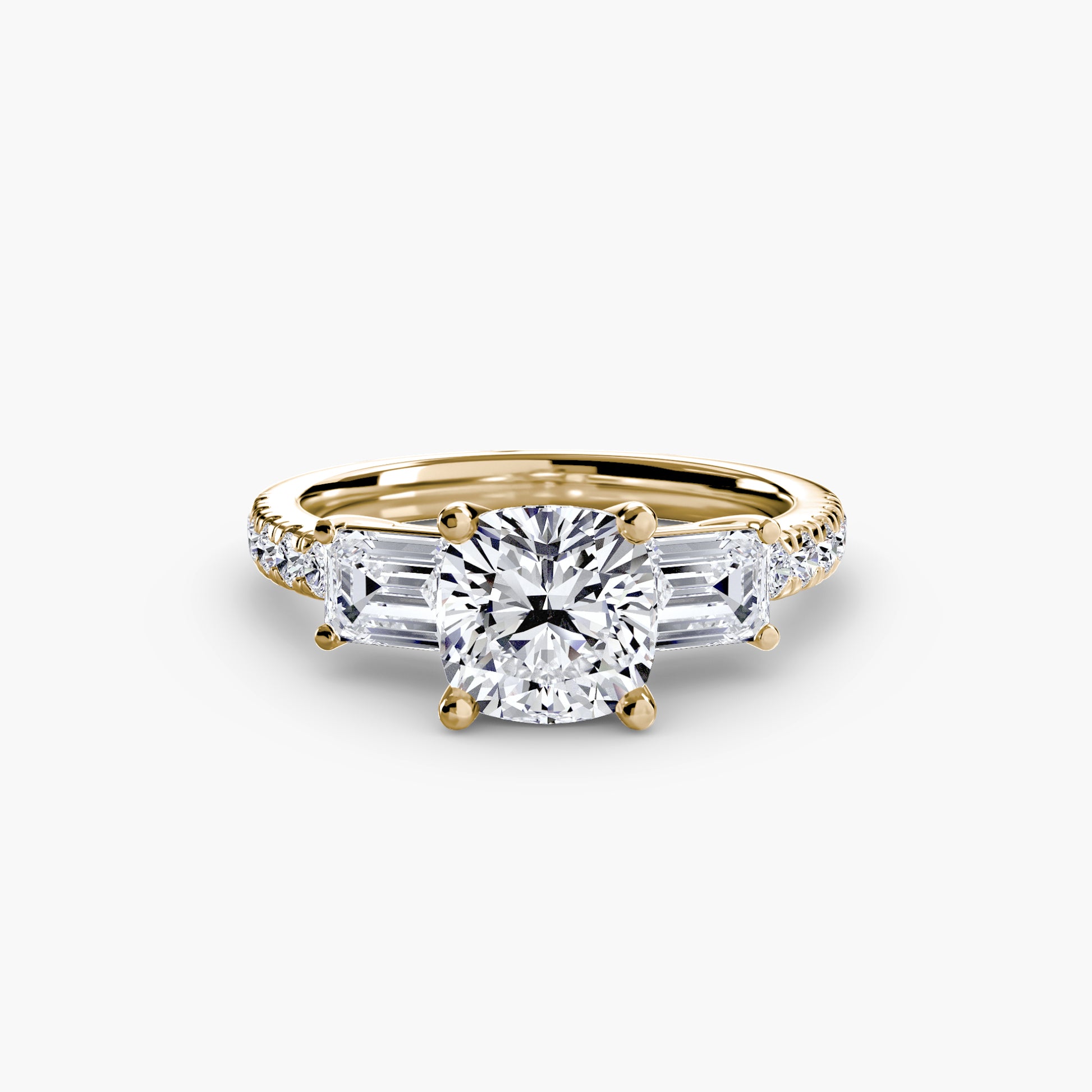 Bague trilogie avec bande pavée 4