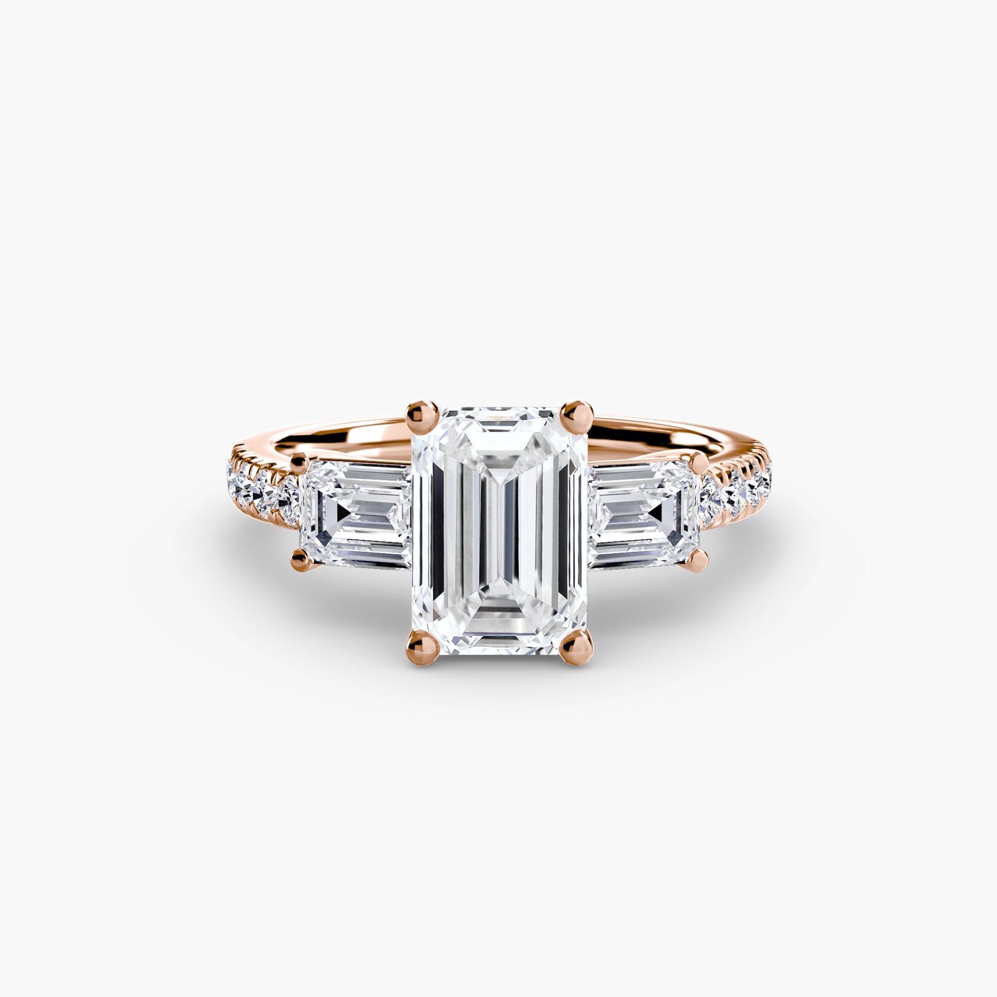 Bague trilogie avec bande pavée 4