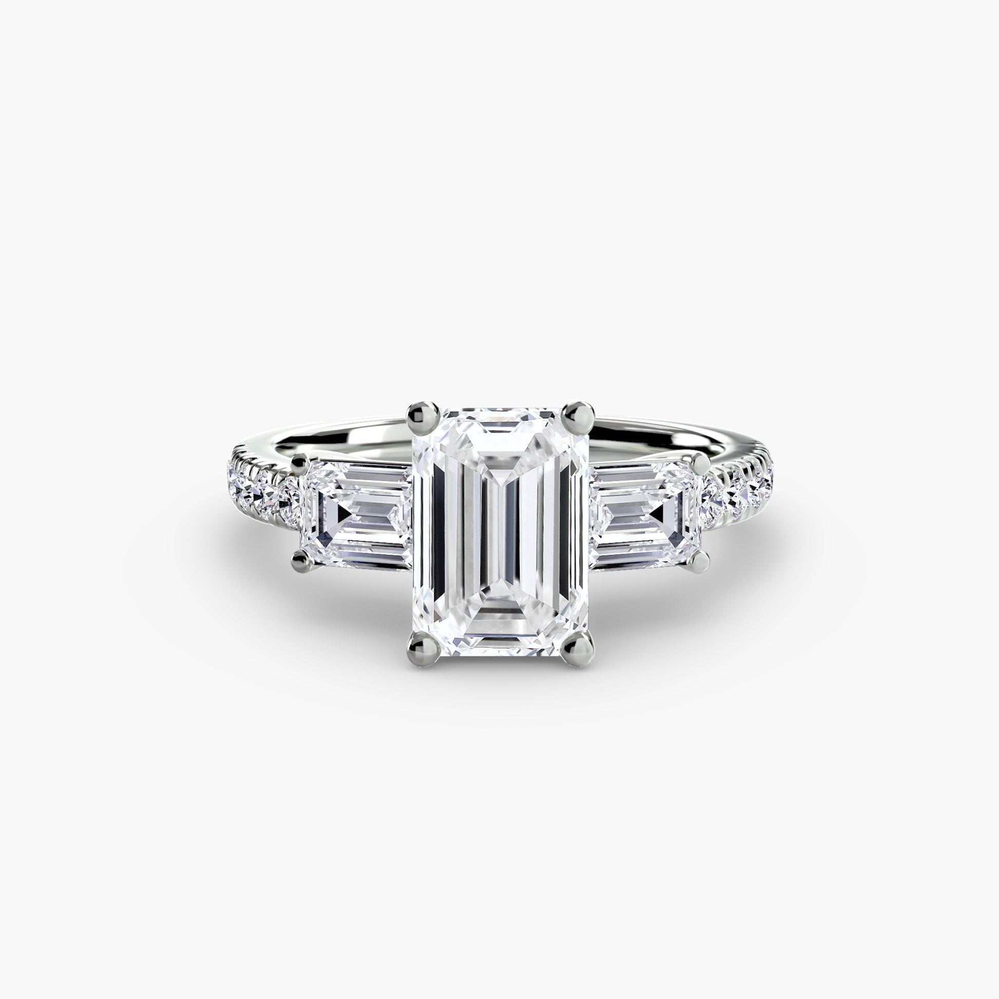 Bague trilogie avec bande pavée 4