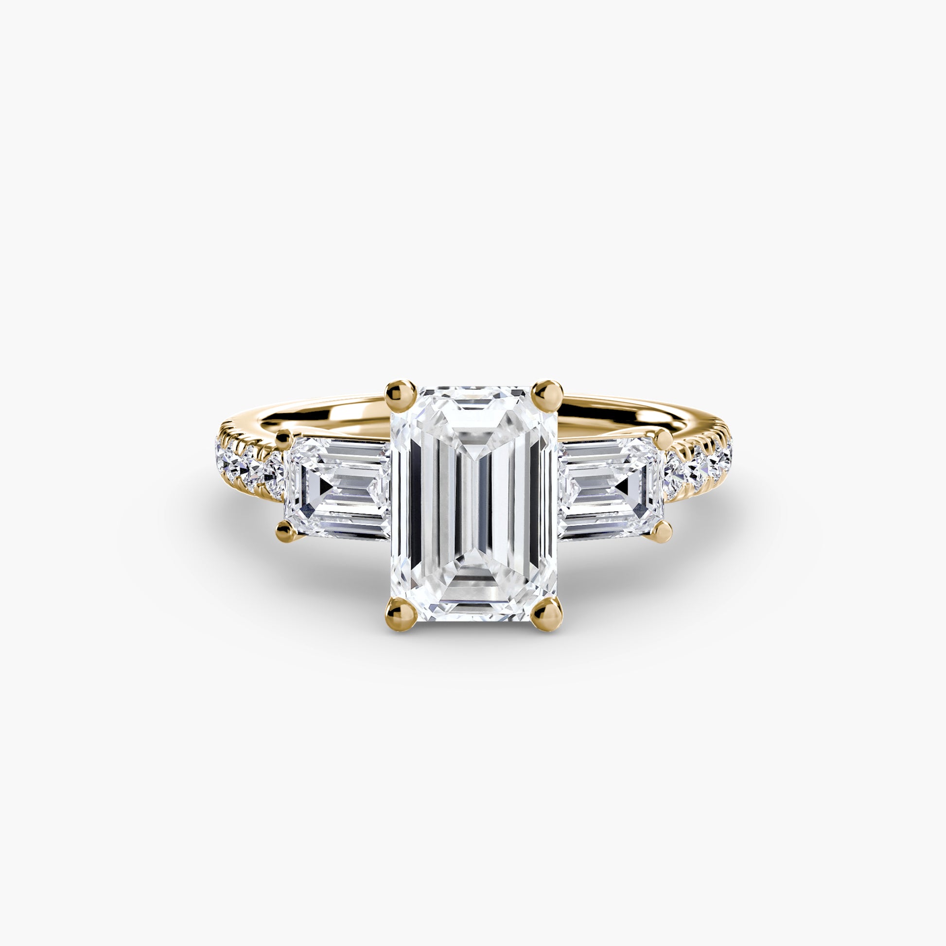 Bague trilogie avec bande pavée 4