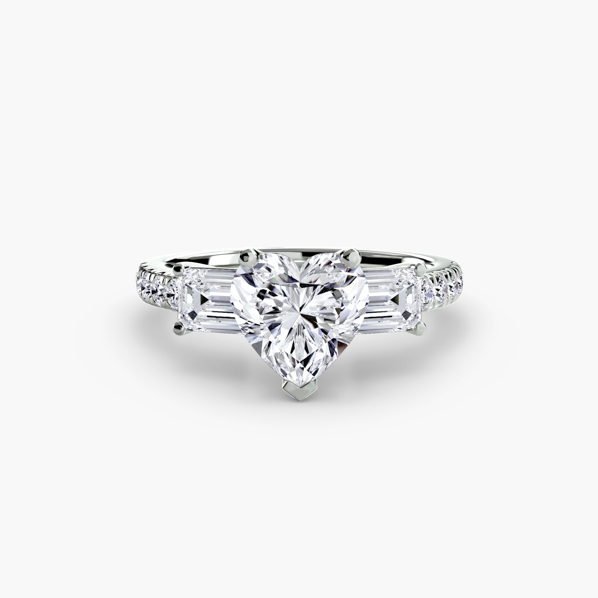 Bague trilogie avec bande pavée 4