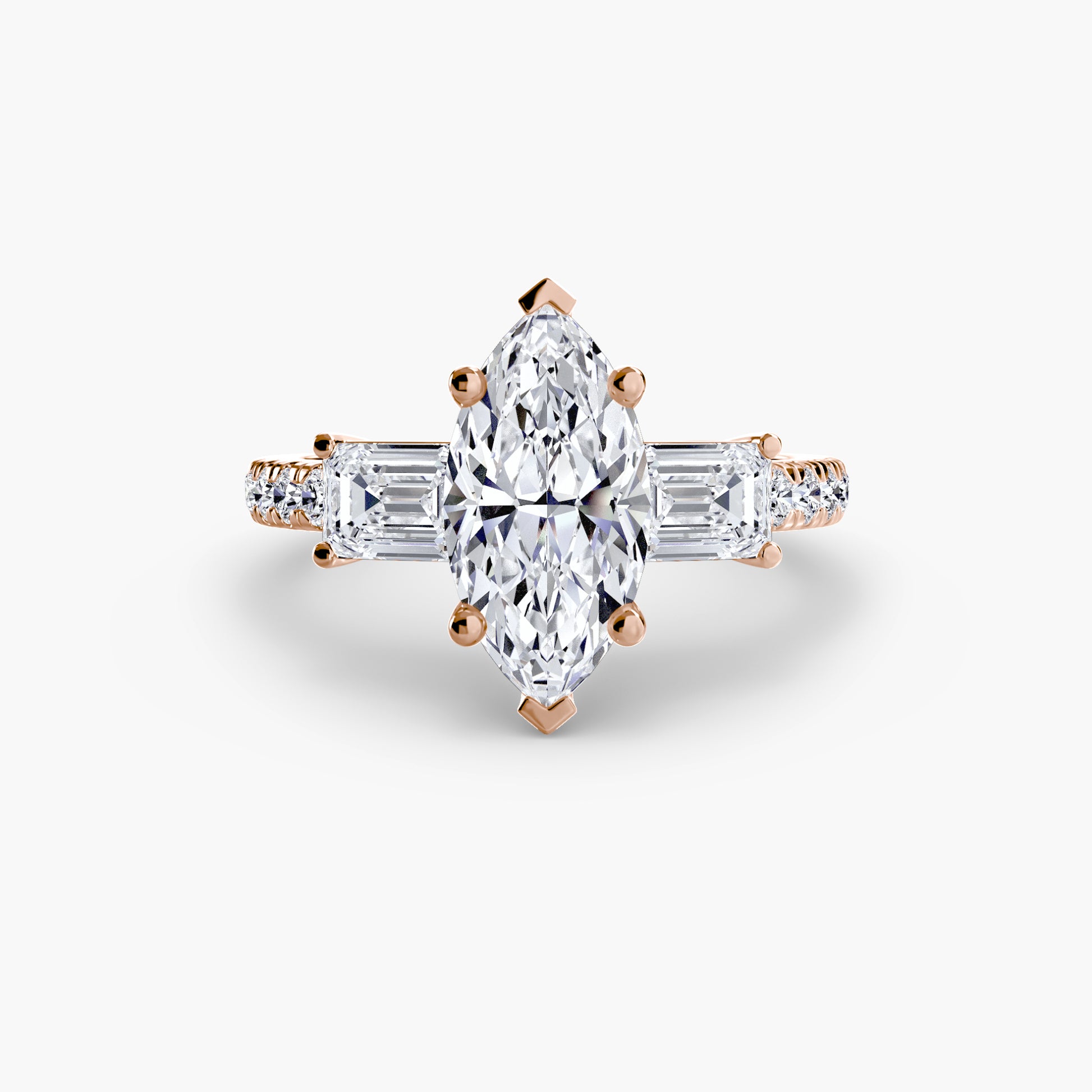 Bague trilogie avec bande pavée 4
