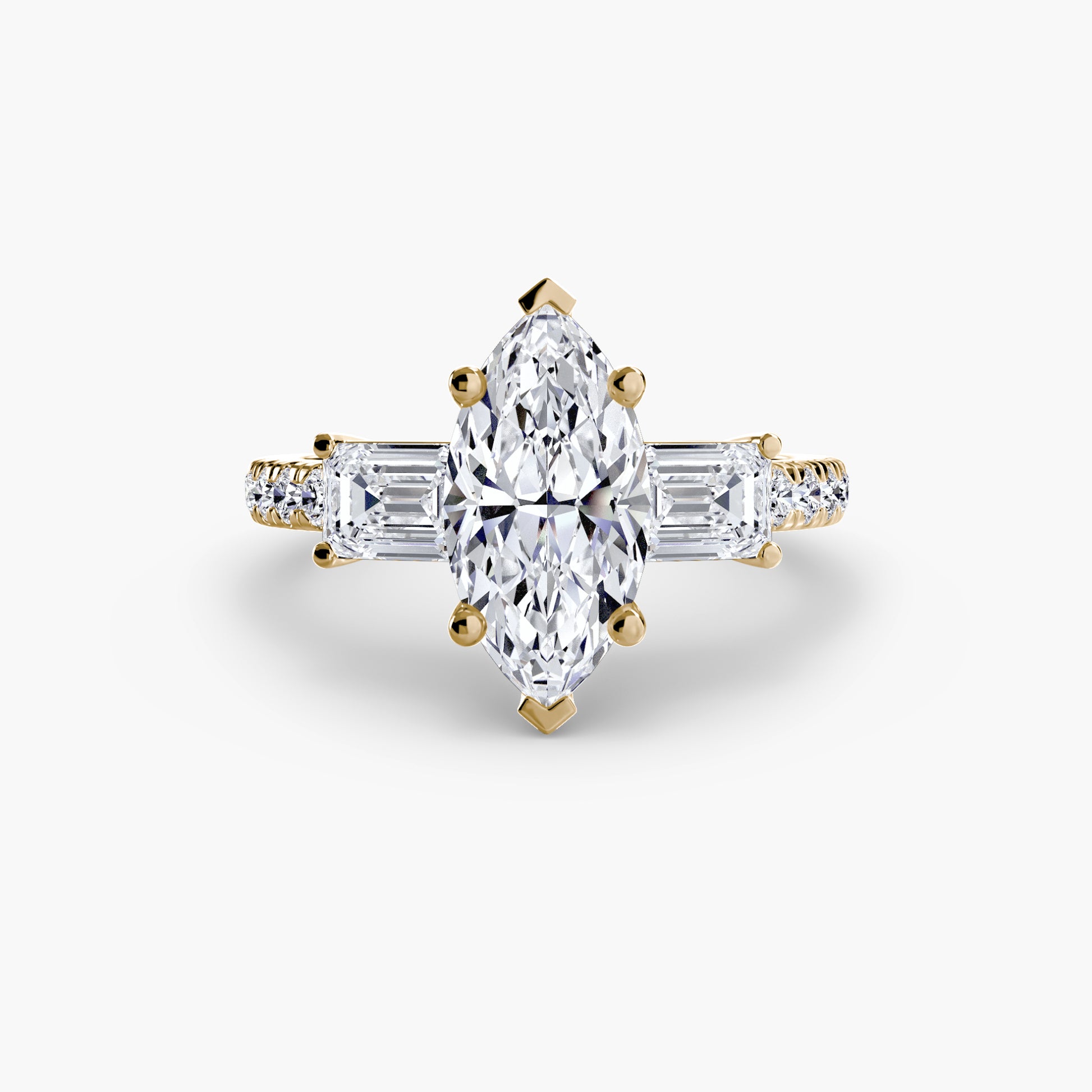 Bague trilogie avec bande pavée 4