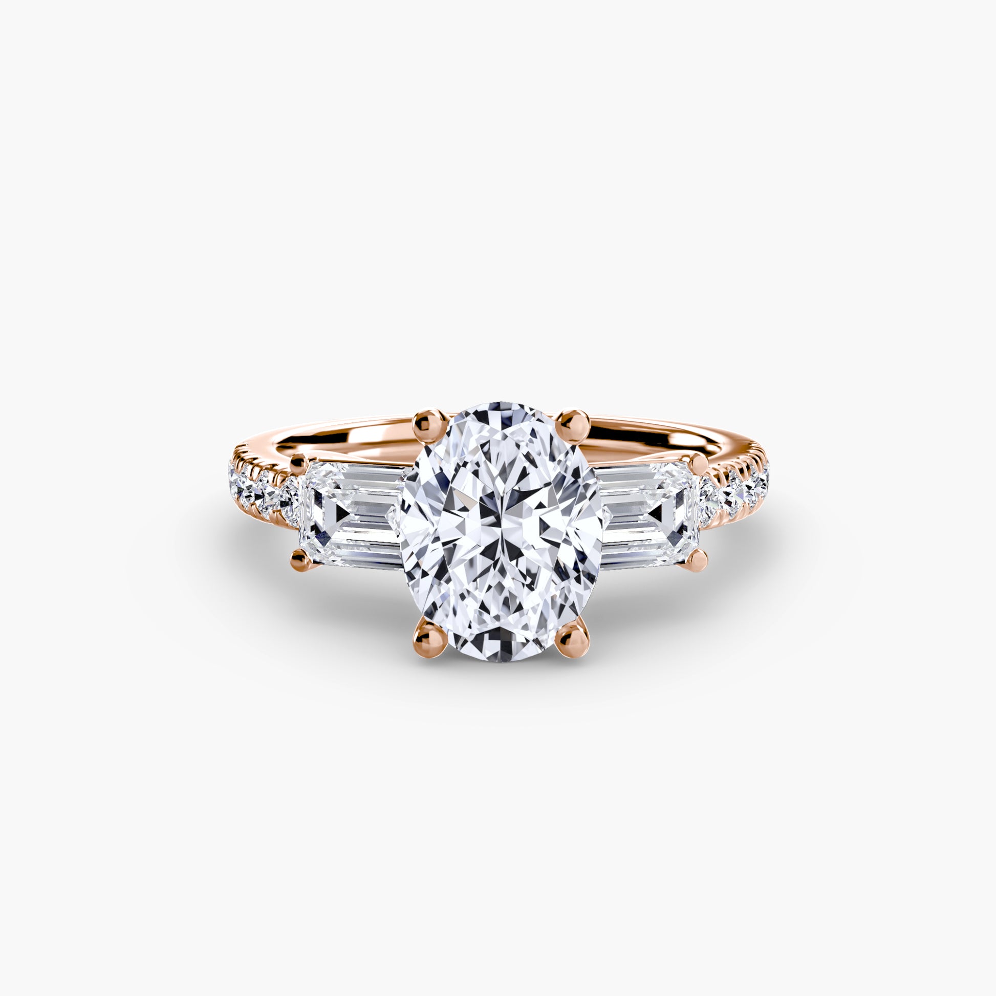 Bague trilogie avec bande pavée 4