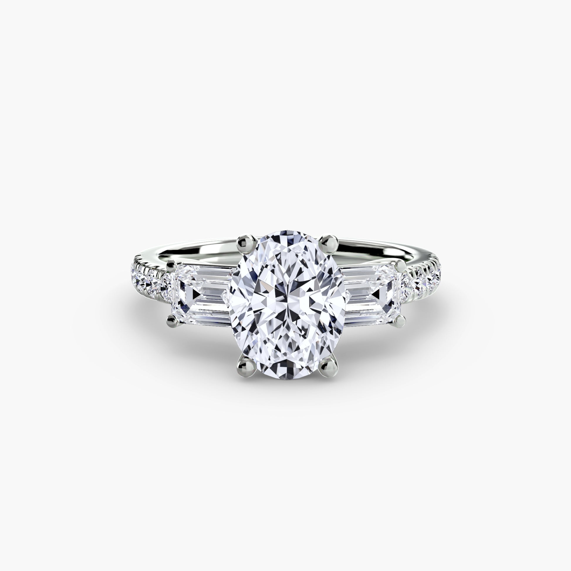Bague trilogie avec bande pavée 4