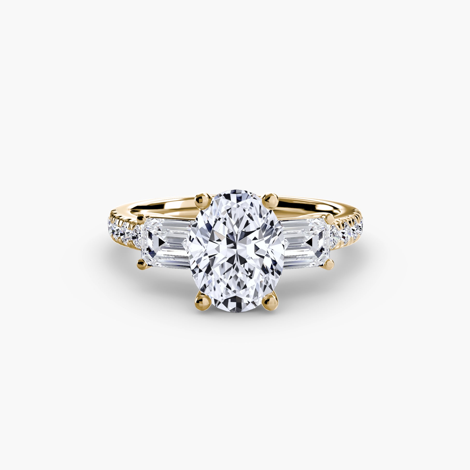 Bague trilogie avec bande pavée 4