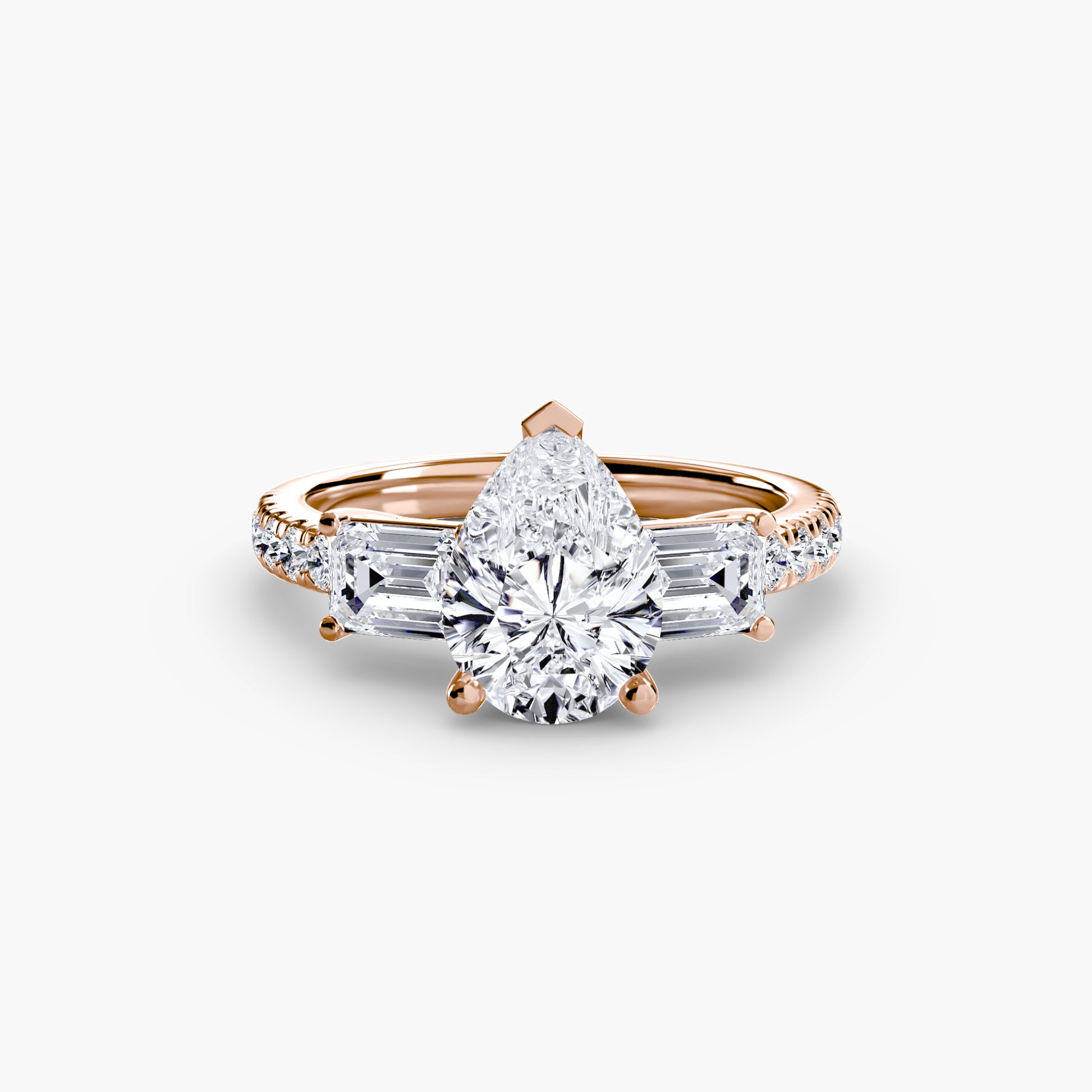 Bague trilogie avec bande pavée 4