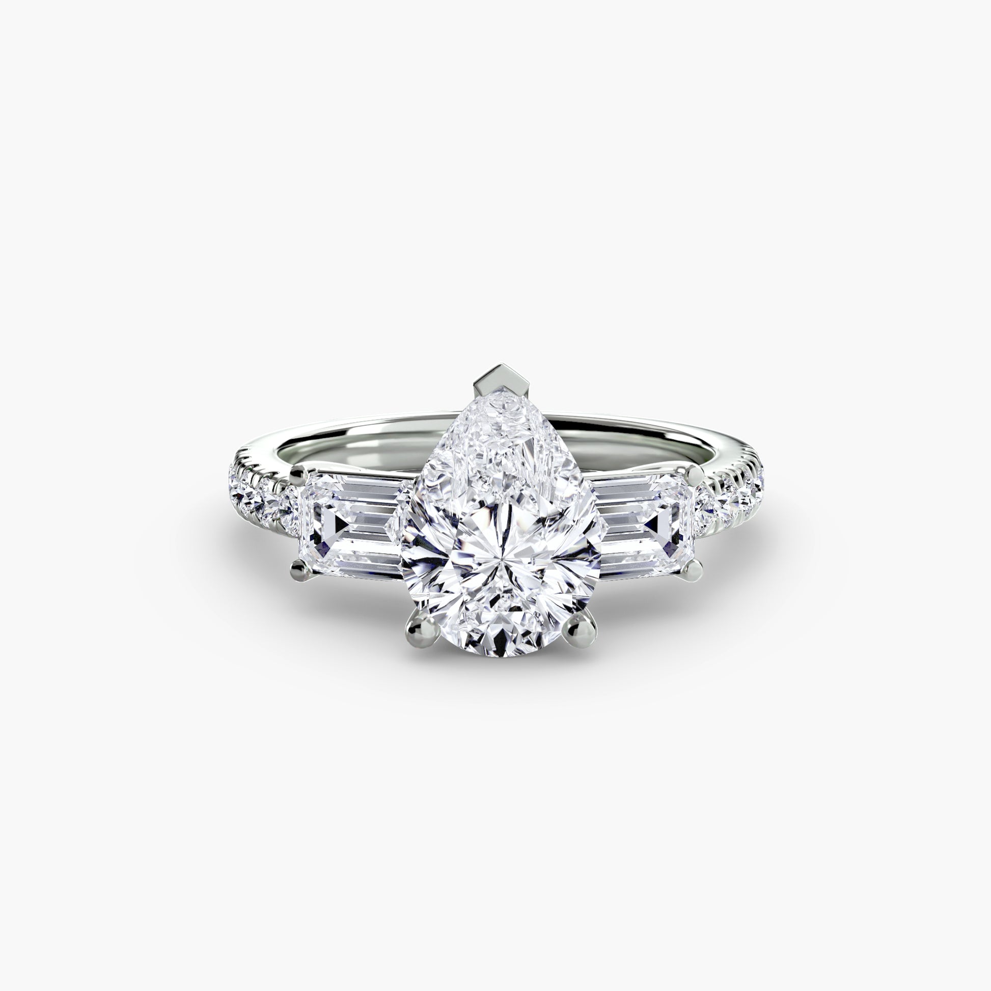Bague trilogie avec bande pavée 4