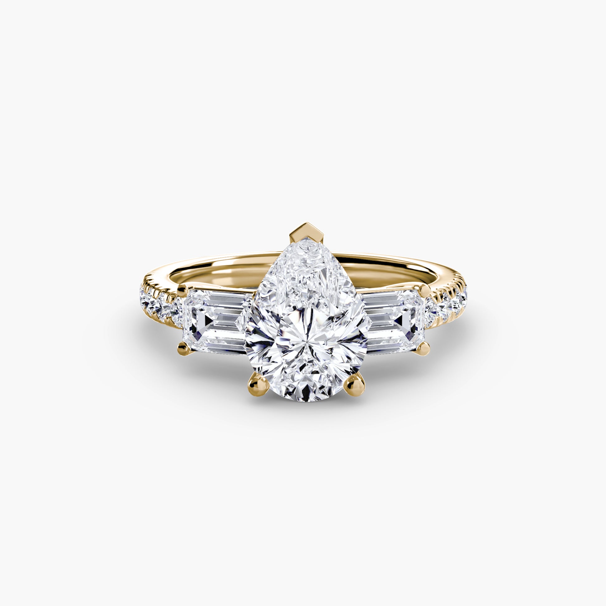 Bague trilogie avec bande pavée 4