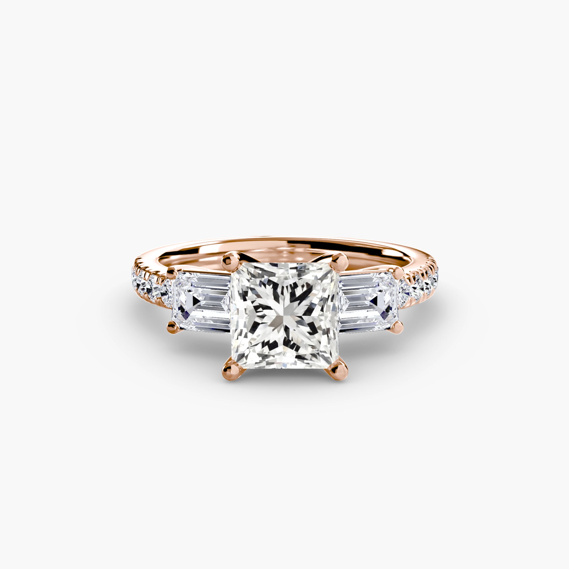 Bague trilogie avec bande pavée 4