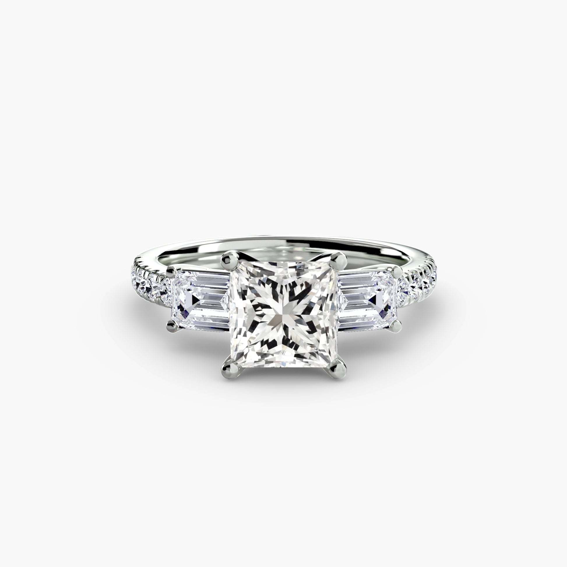 Bague trilogie avec bande pavée 4