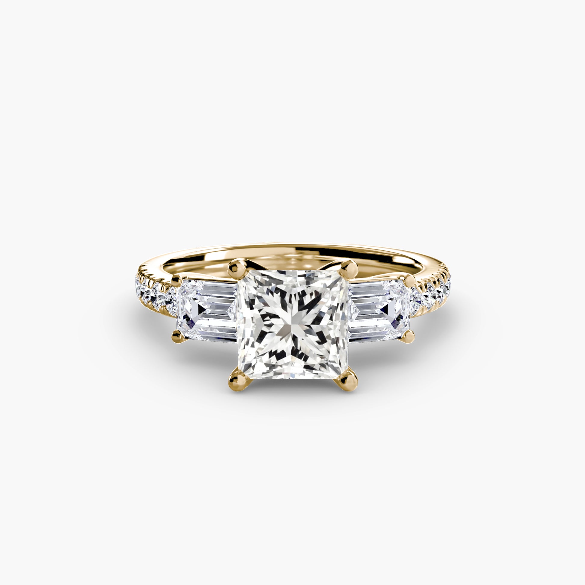 Bague trilogie avec bande pavée 4