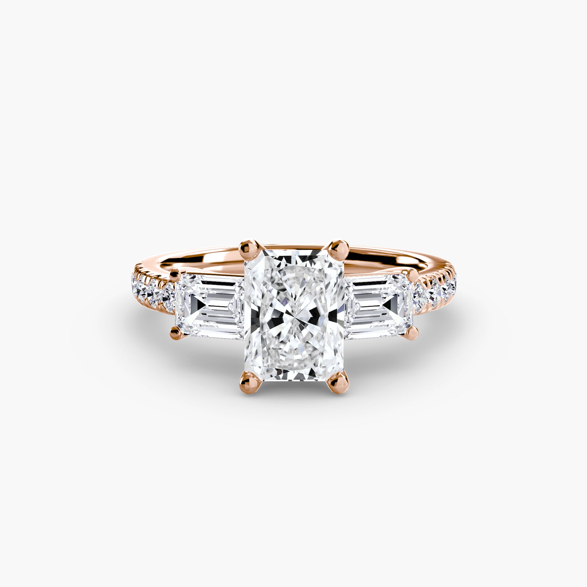 Bague trilogie avec bande pavée 4