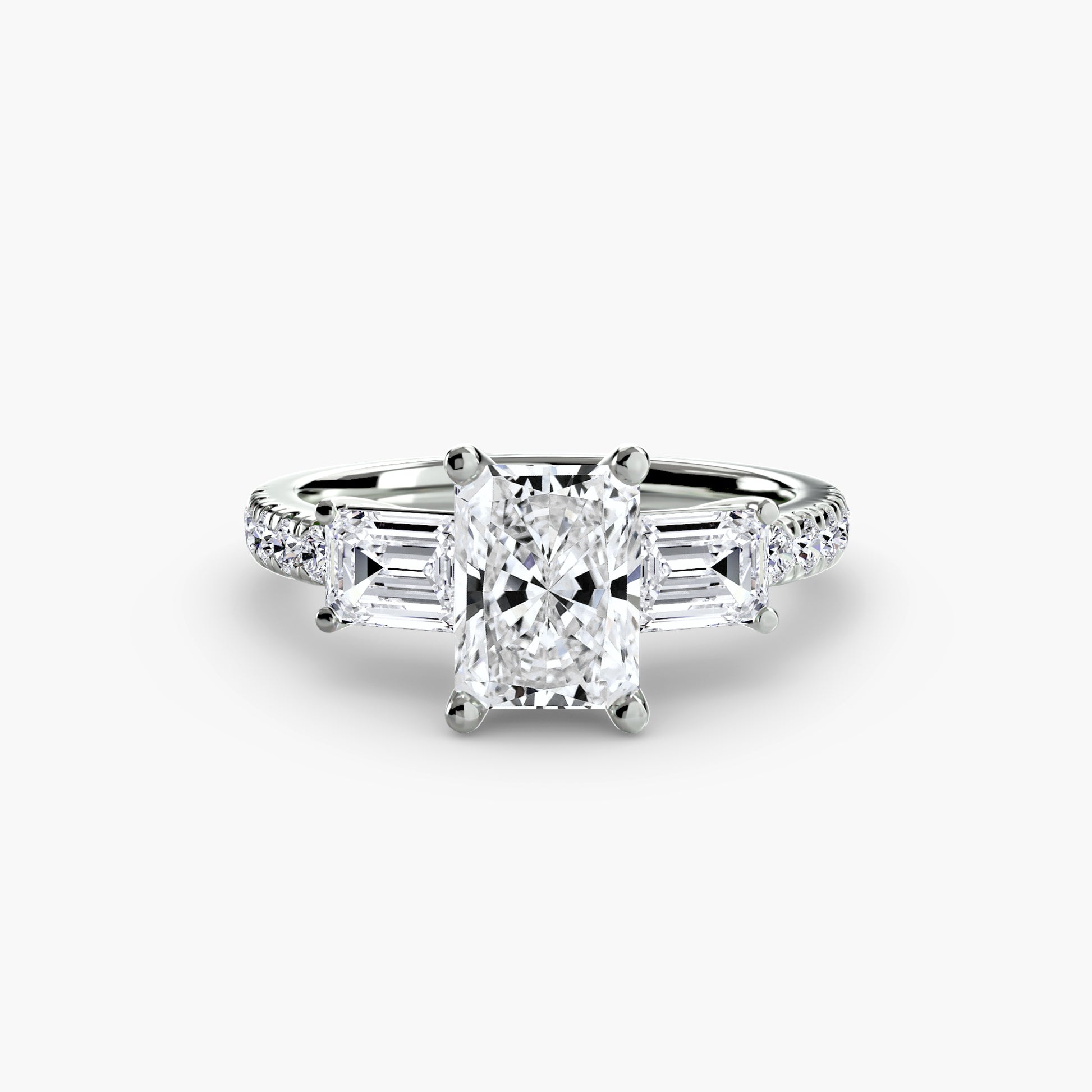Bague trilogie avec bande pavée 4