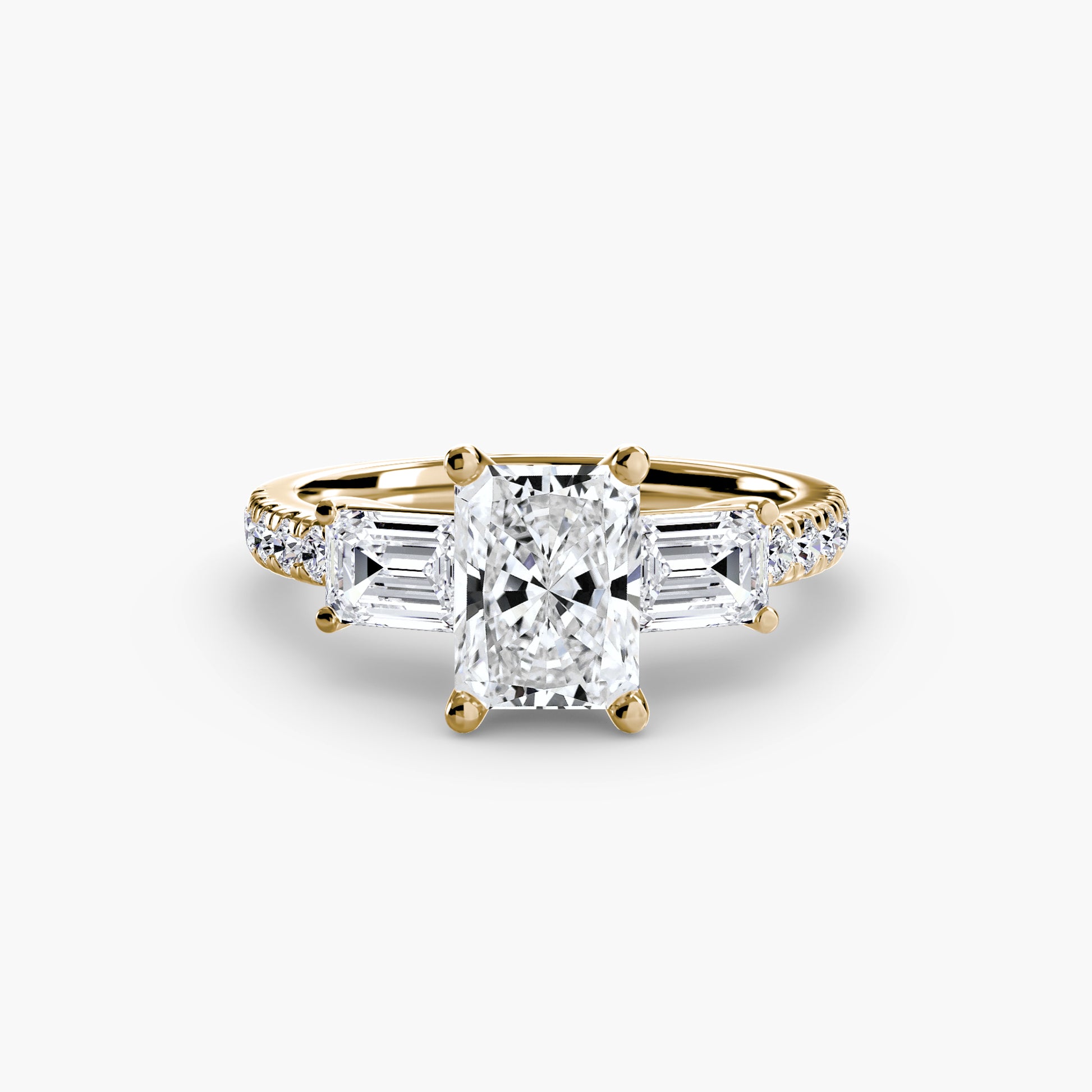 Bague trilogie avec bande pavée 4