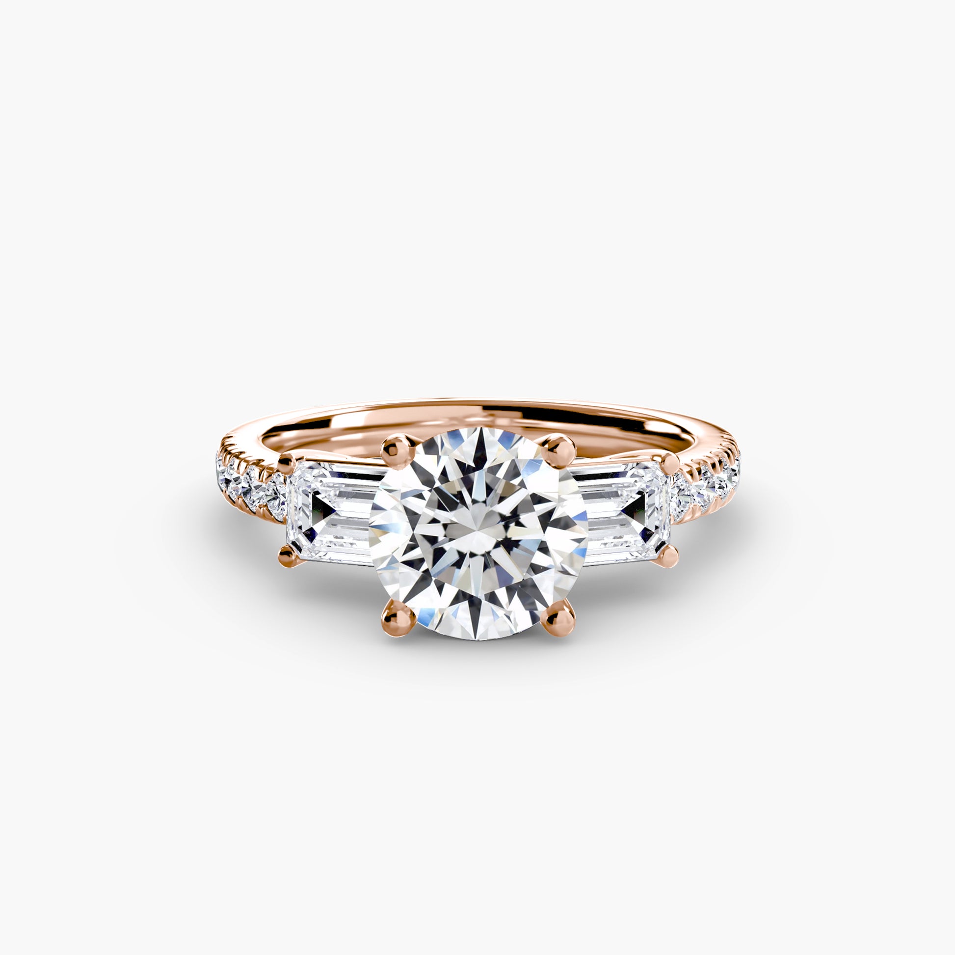 Bague trilogie avec bande pavée 4