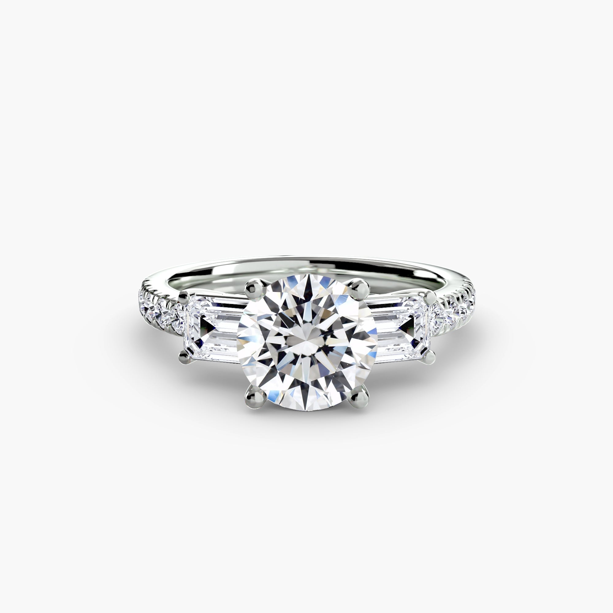 Bague trilogie avec bande pavée 4