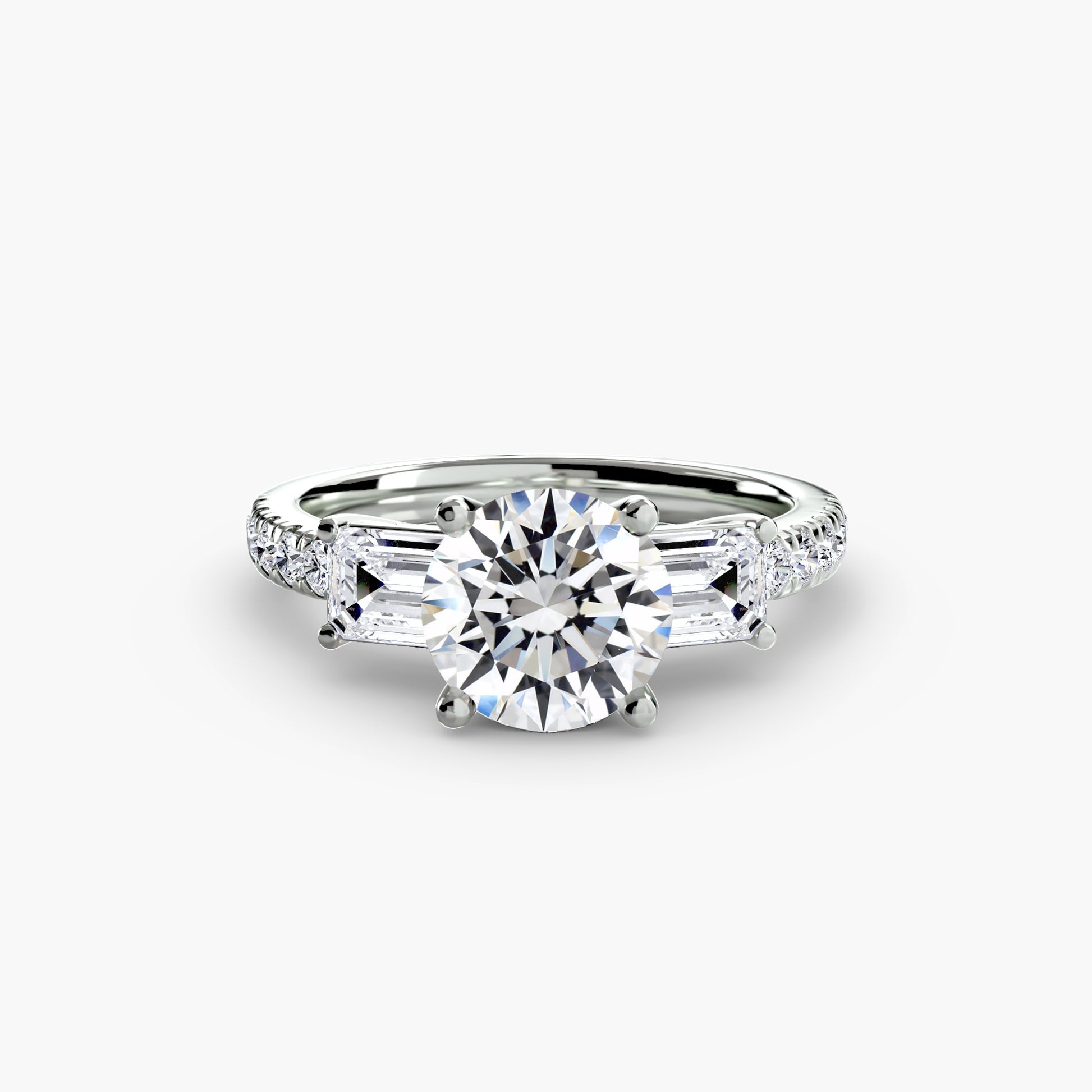 Bague trilogie avec bande pavée 4