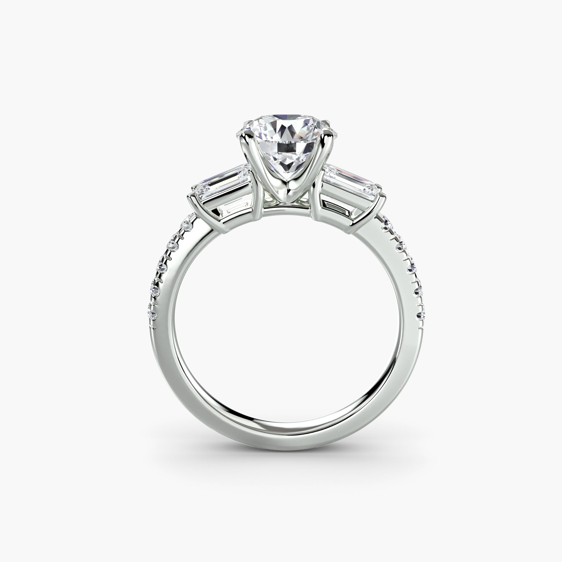 Bague trilogie avec bande pavée 4