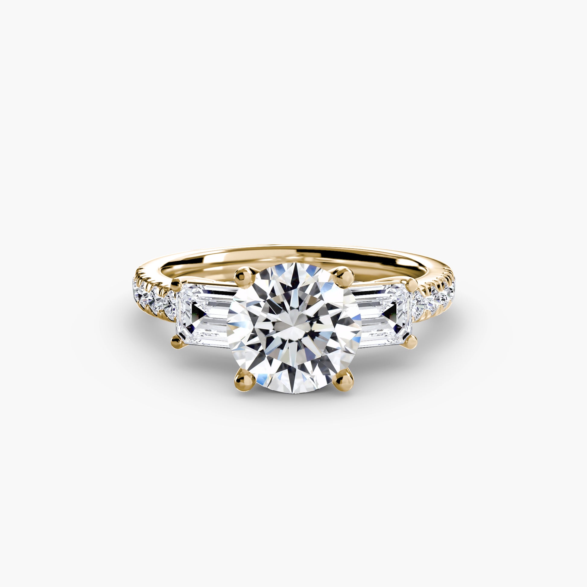 Bague trilogie avec bande pavée 4